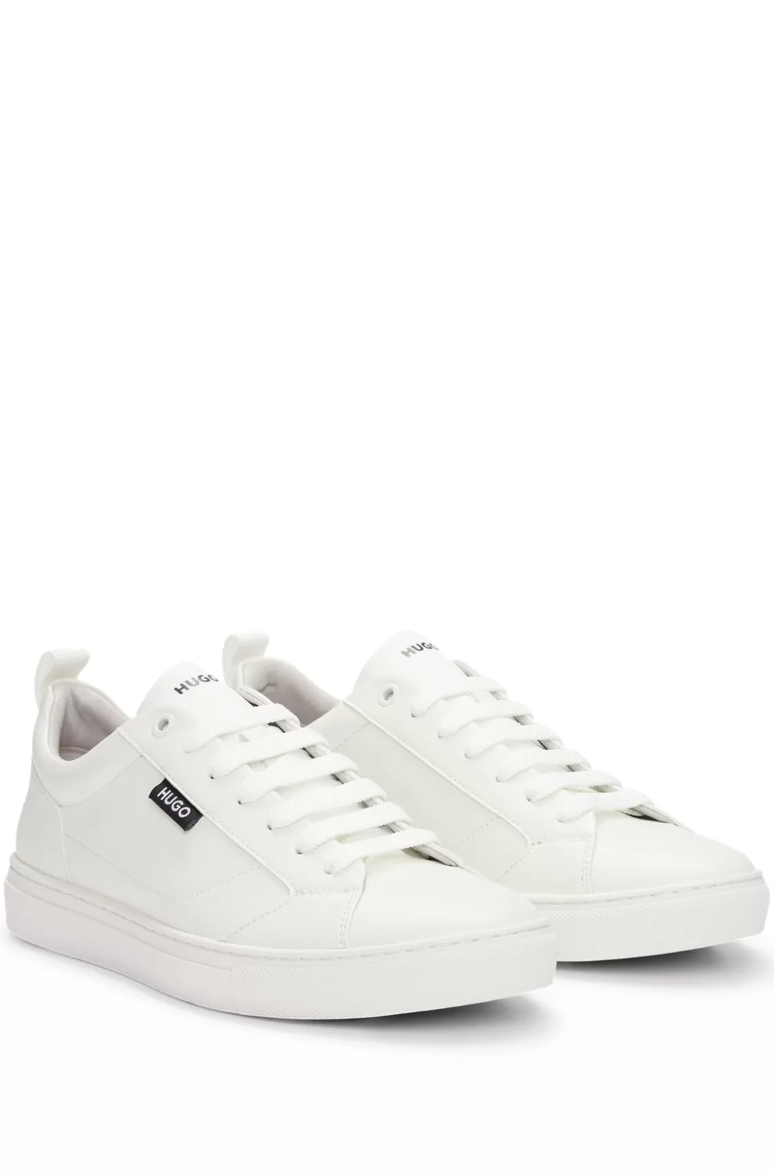 HUGO BOSS Cupsole Trainers In Faux Leather With Logo Flag White Store