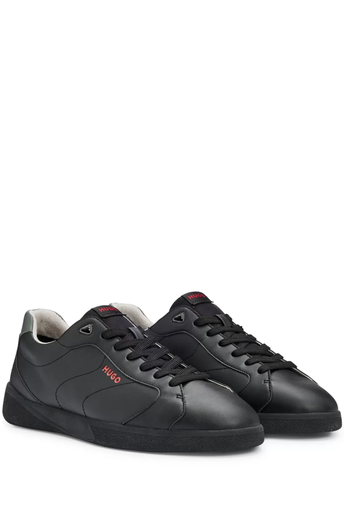 HUGO BOSS Cupsole Trainers With Logo Details On Rubber Outsole Black New