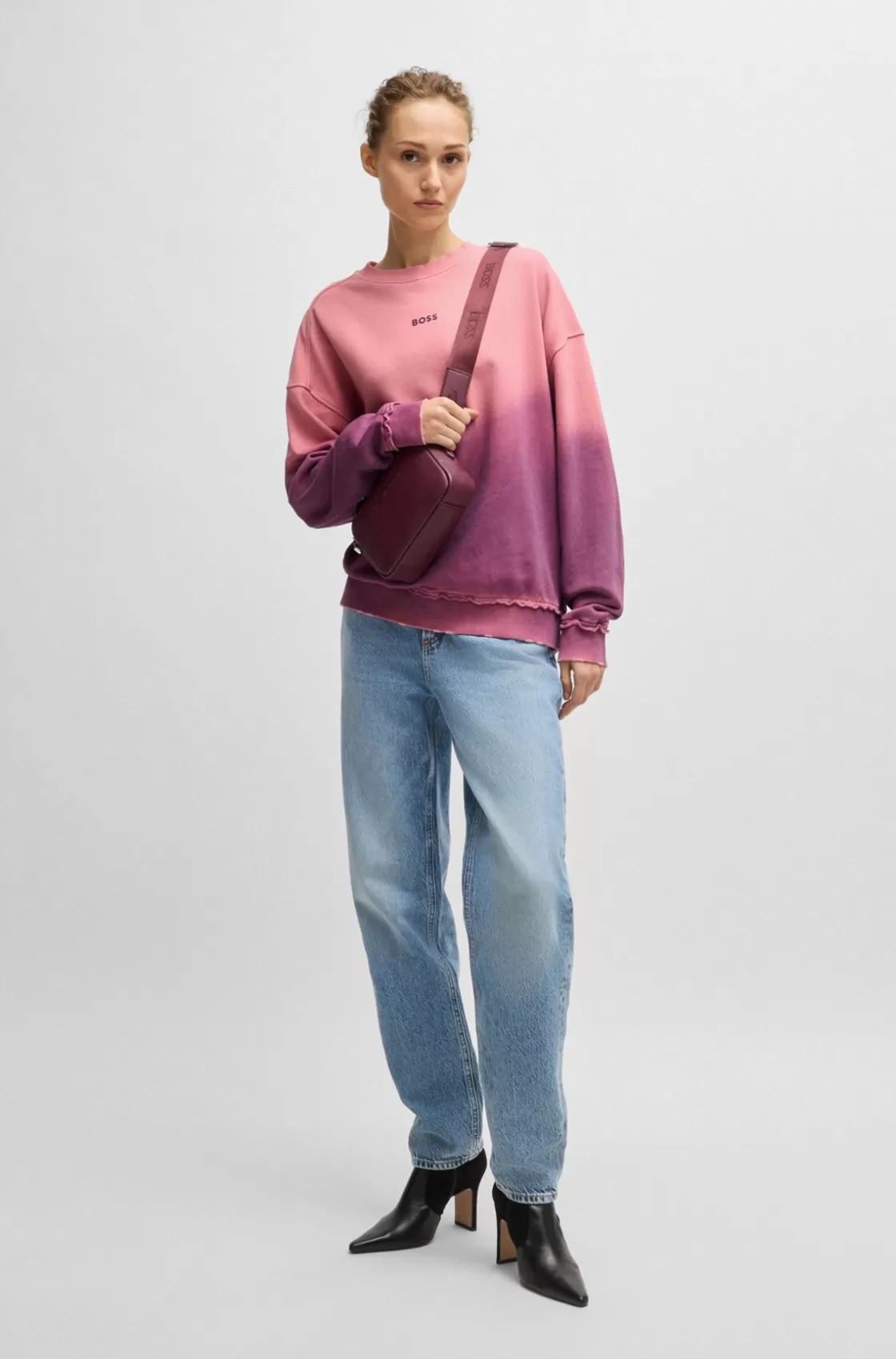 HUGO BOSS Degradé Sweatshirt In French Terry Cotton Patterned Online