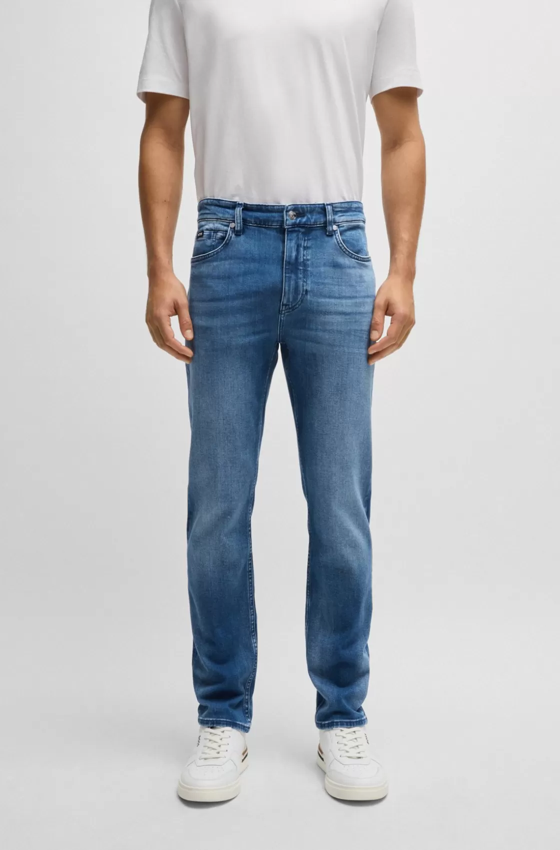 HUGO BOSS Delaware Slim-fit Jeans In Cashmere-touch Denim Blue Shop