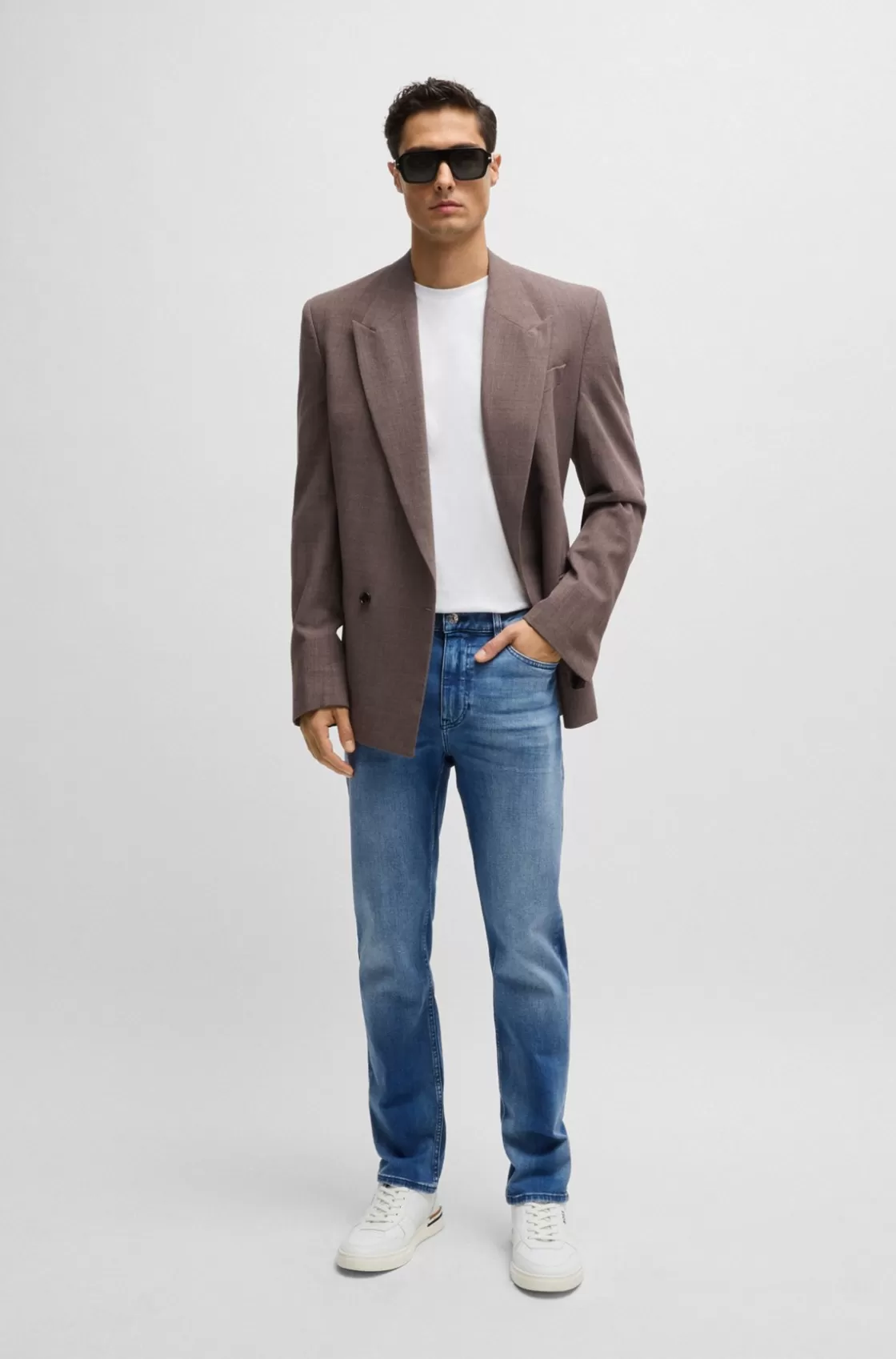 HUGO BOSS Delaware Slim-fit Jeans In Cashmere-touch Denim Blue Shop
