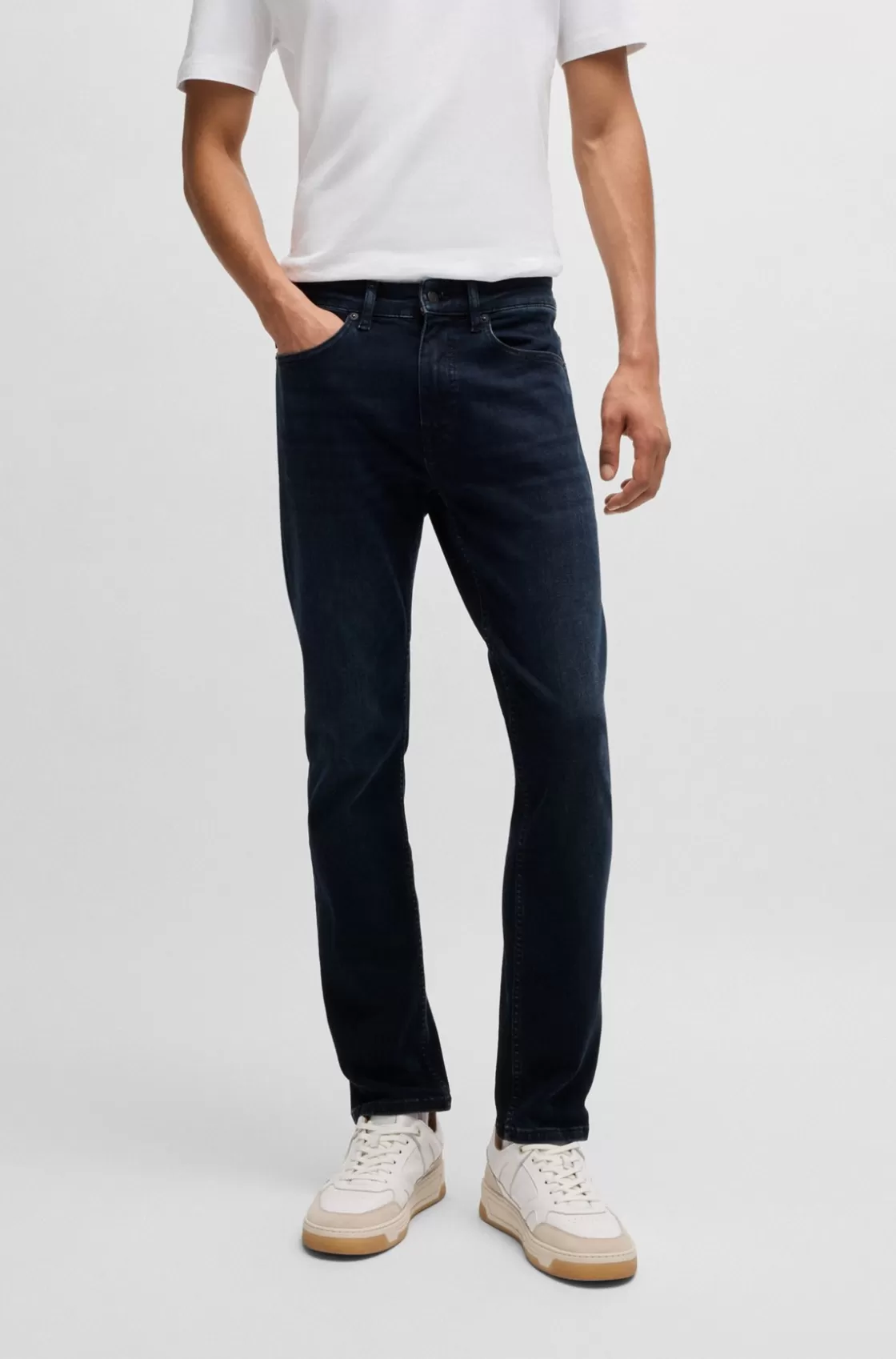 HUGO BOSS Delaware Slim-fit Jeans In Blue-black Soft-motion Denim Dark Blue New