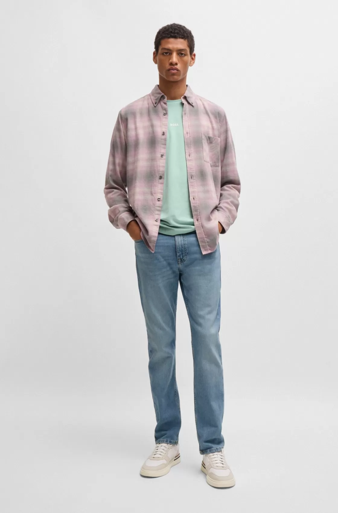 HUGO BOSS Delaware Slim-fit Jeans In Bright- Comfort-stretch Denim Blue Store