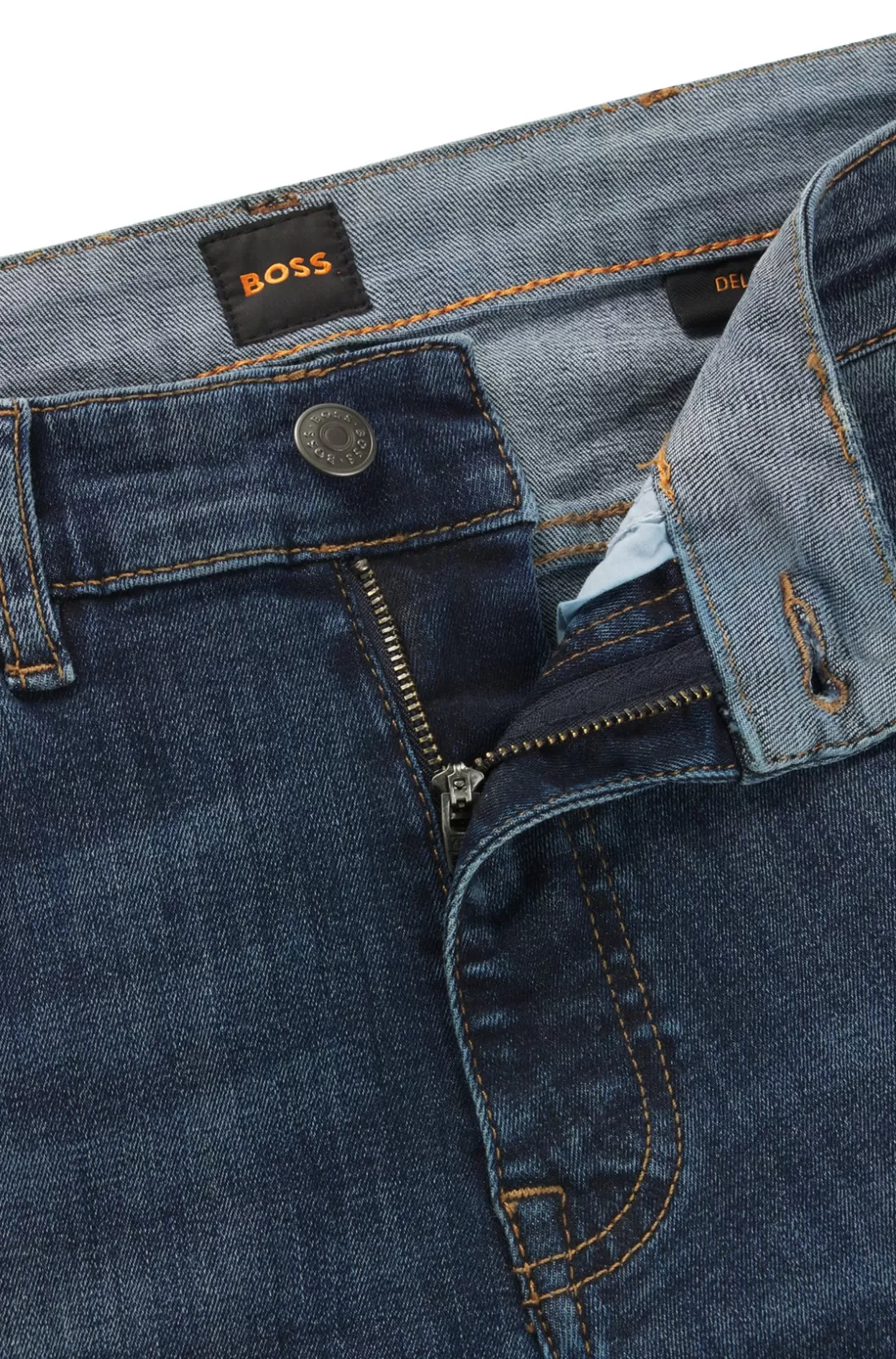 HUGO BOSS Delaware Slim-fit Jeans In Dark-blue Stretch Denim Dark Blue Store