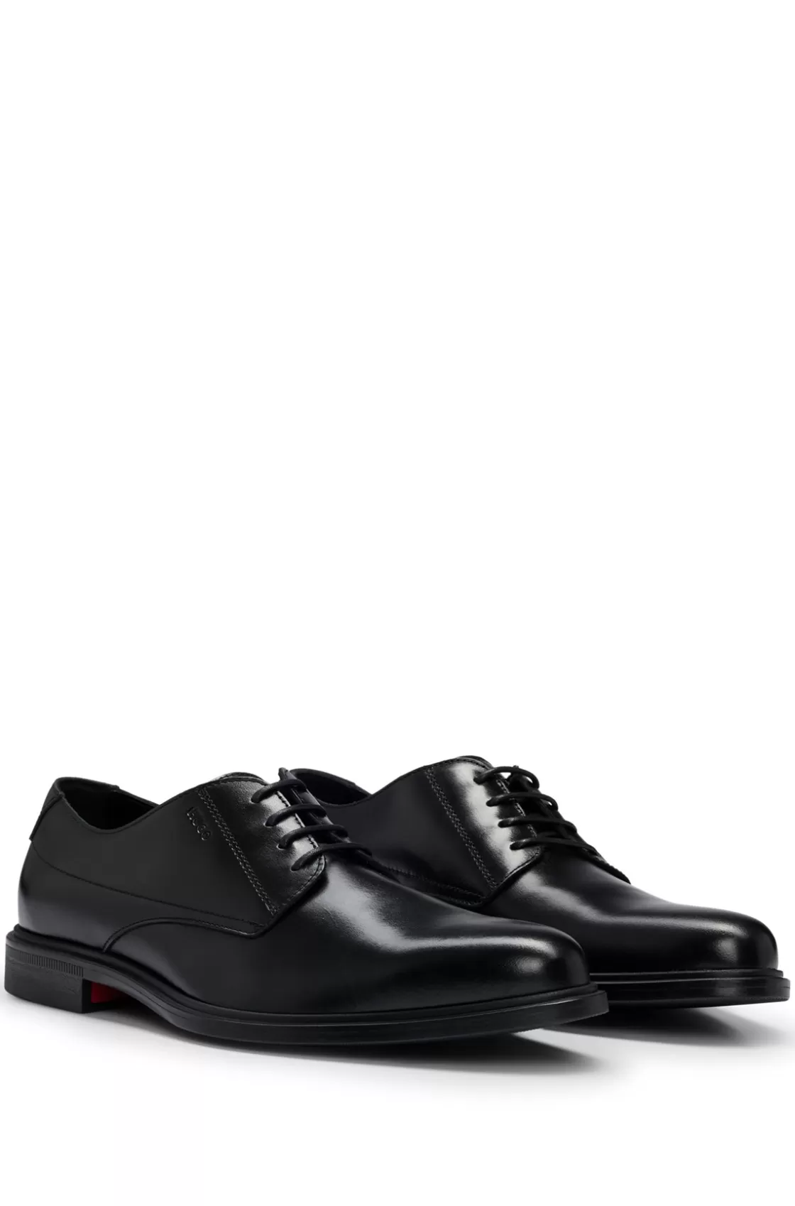 HUGO BOSS Derby Shoes In Nappa Leather With Embossed Logo Black Best Sale