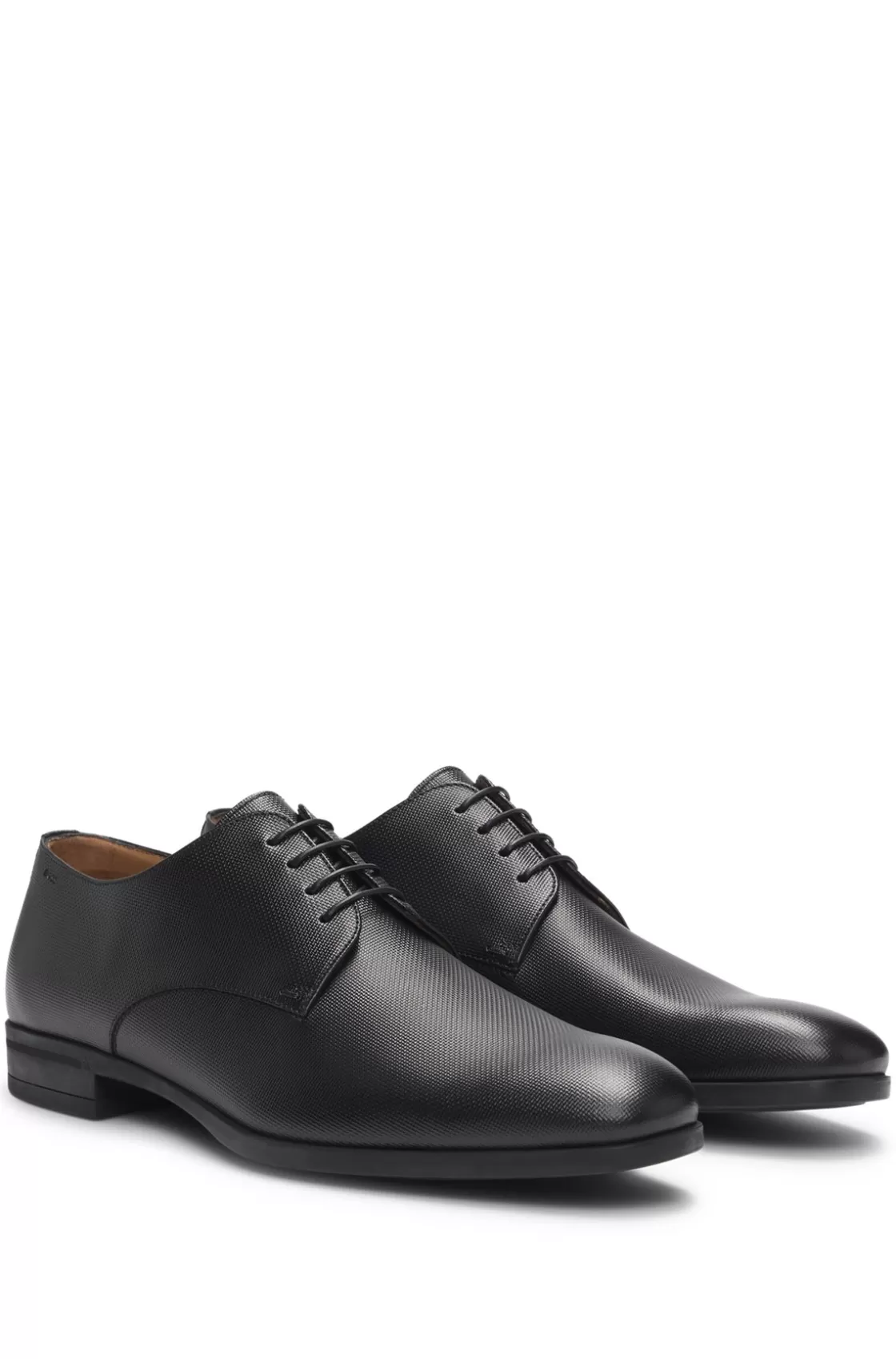 HUGO BOSS Derby Shoes In Structured Leather With Padded Insole Black Cheap