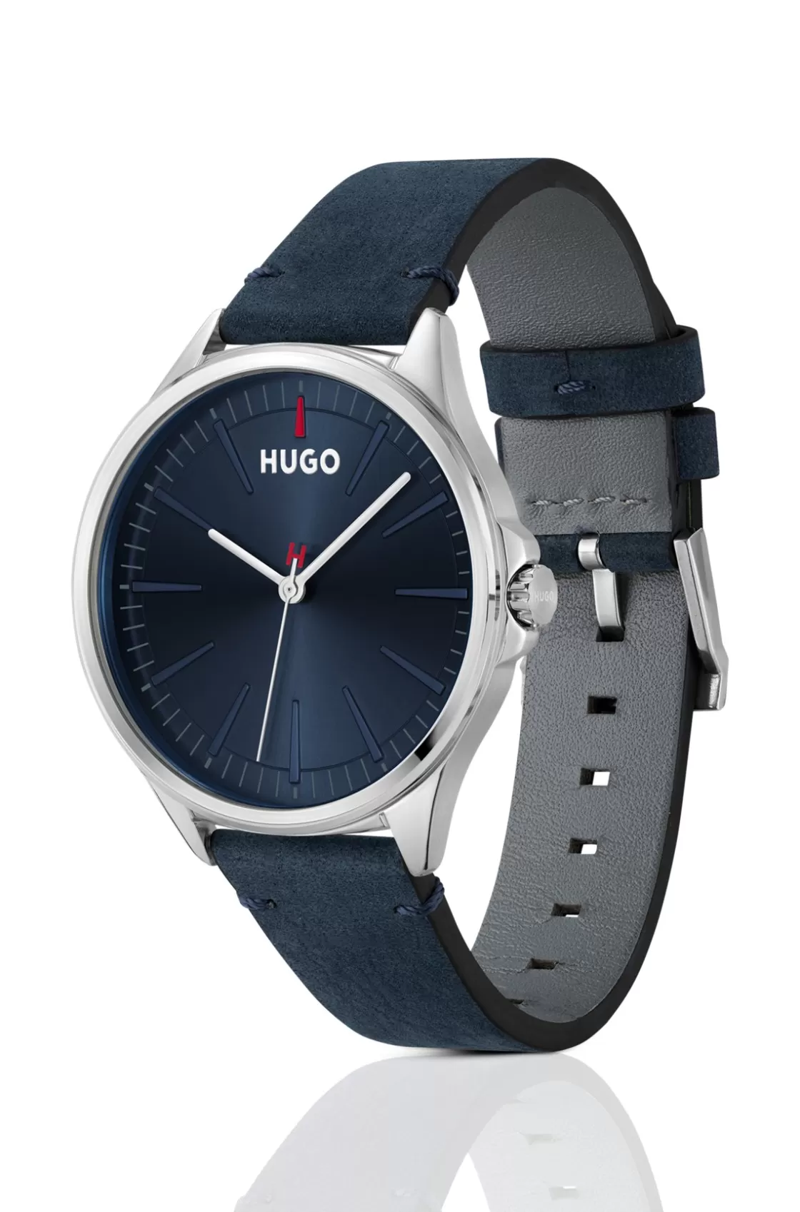 HUGO BOSS Distressed-leather-strap Watch With Blue Dial Assorted-Pre-Pack Discount