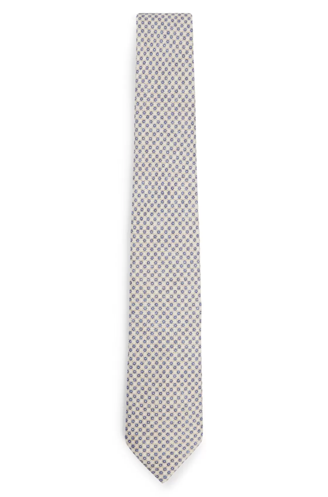 HUGO BOSS Dot-print Tie In Linen And Cotton Light Beige Hot