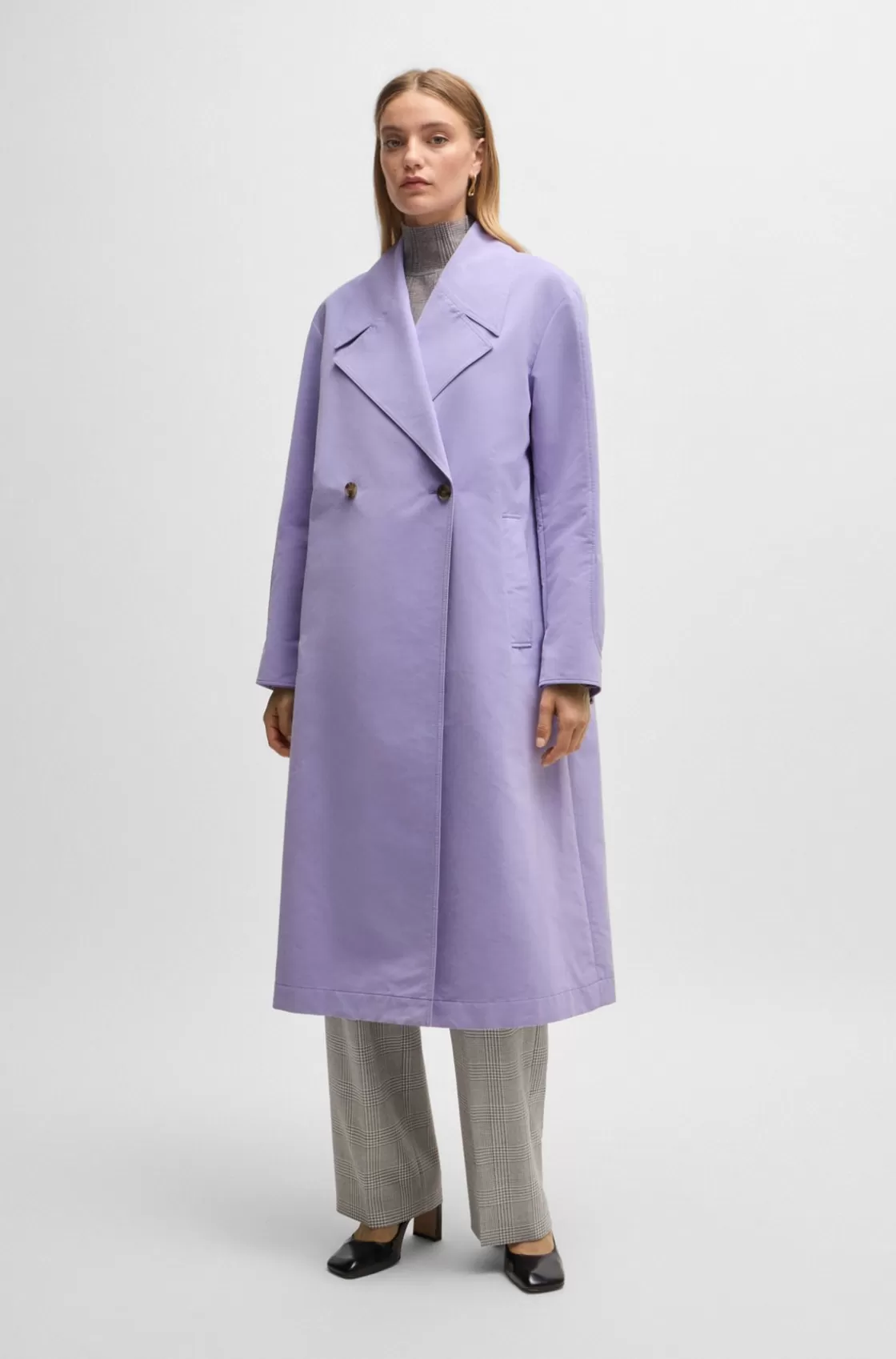 HUGO BOSS Double-breasted Coat With Water-repellent Finish Purple Cheap