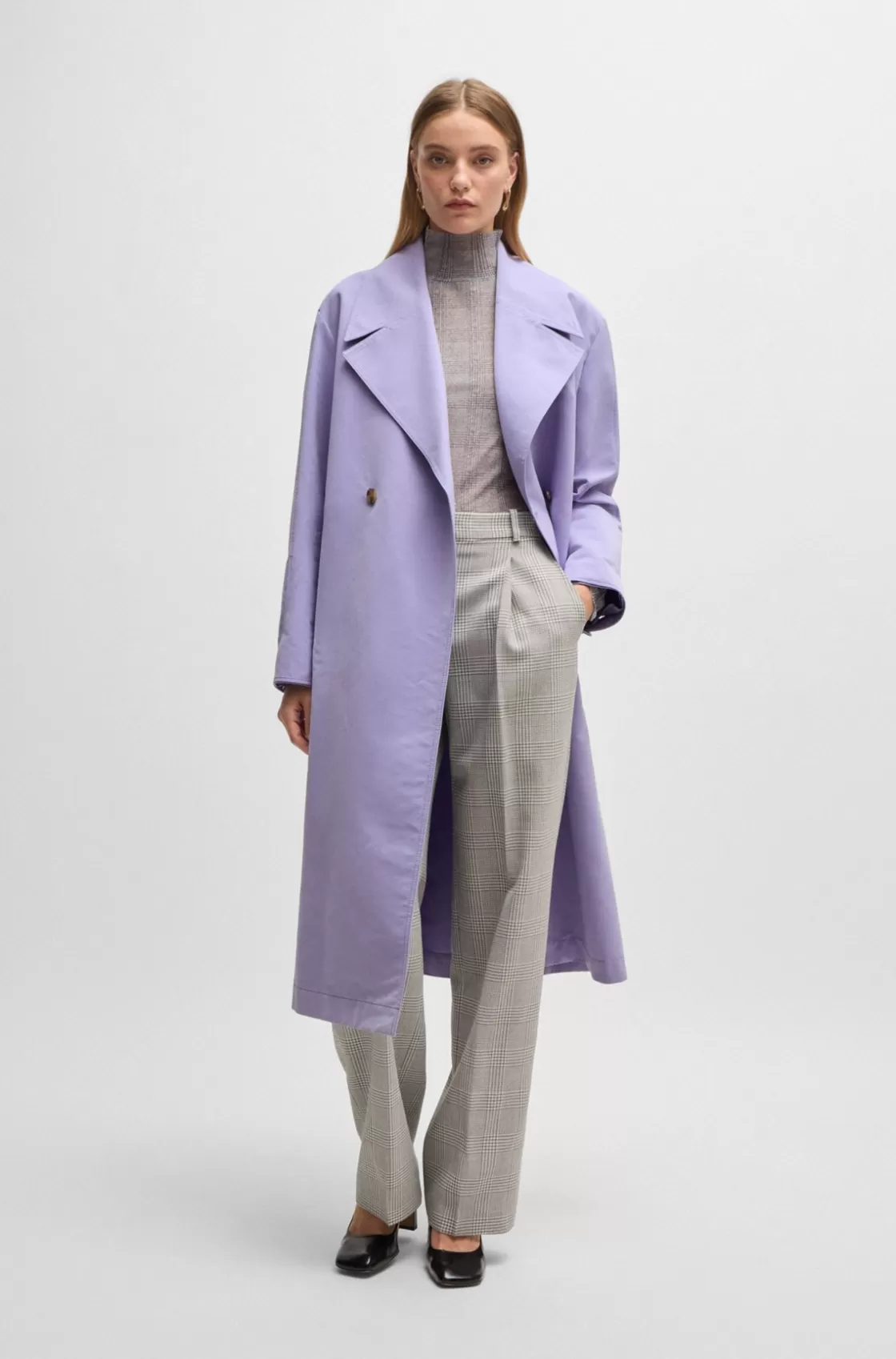 HUGO BOSS Double-breasted Coat With Water-repellent Finish Purple Cheap