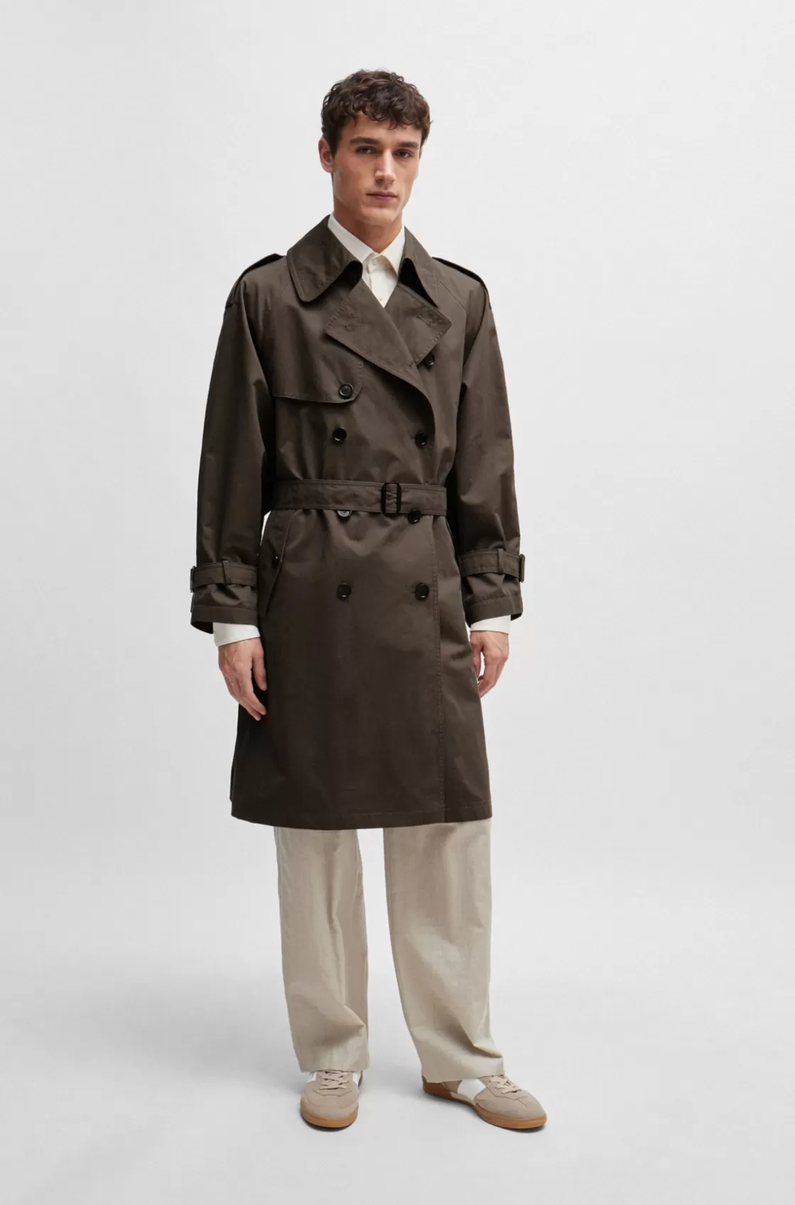 HUGO BOSS Double-breasted Trench Coat Light Beige Shop