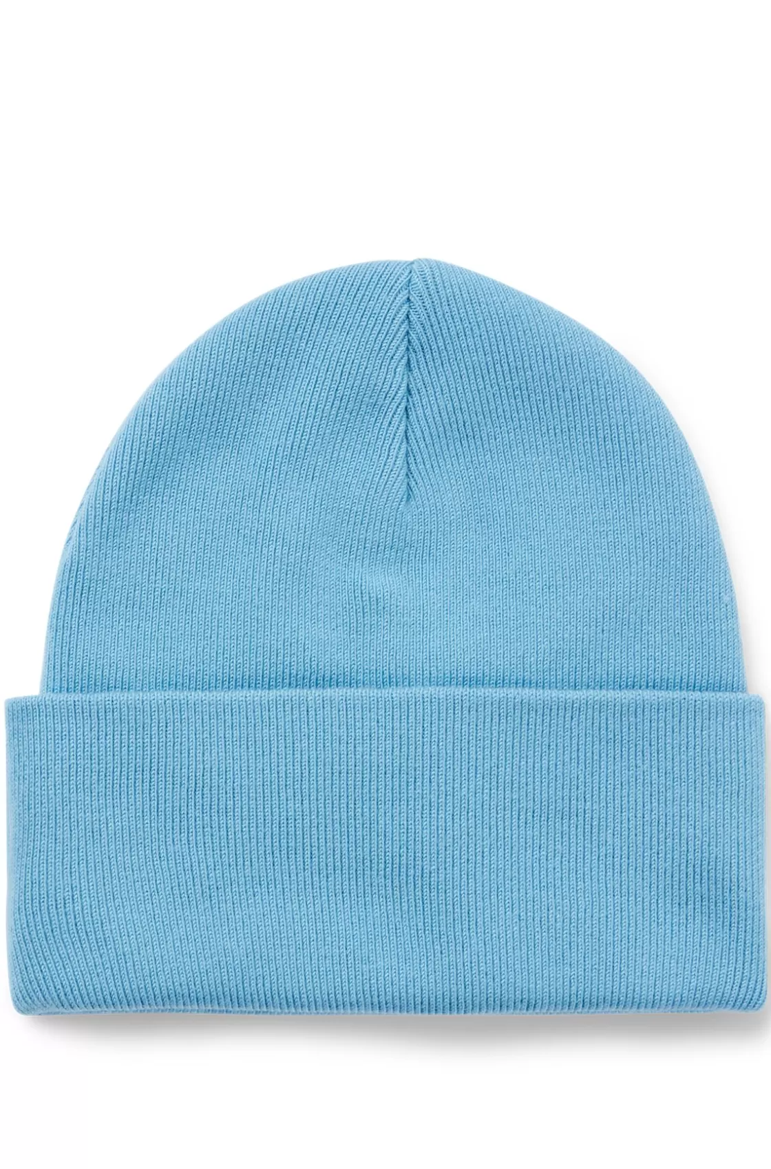 HUGO BOSS Double-layer Beanie Hat With Logo Patch Light Blue Best Sale