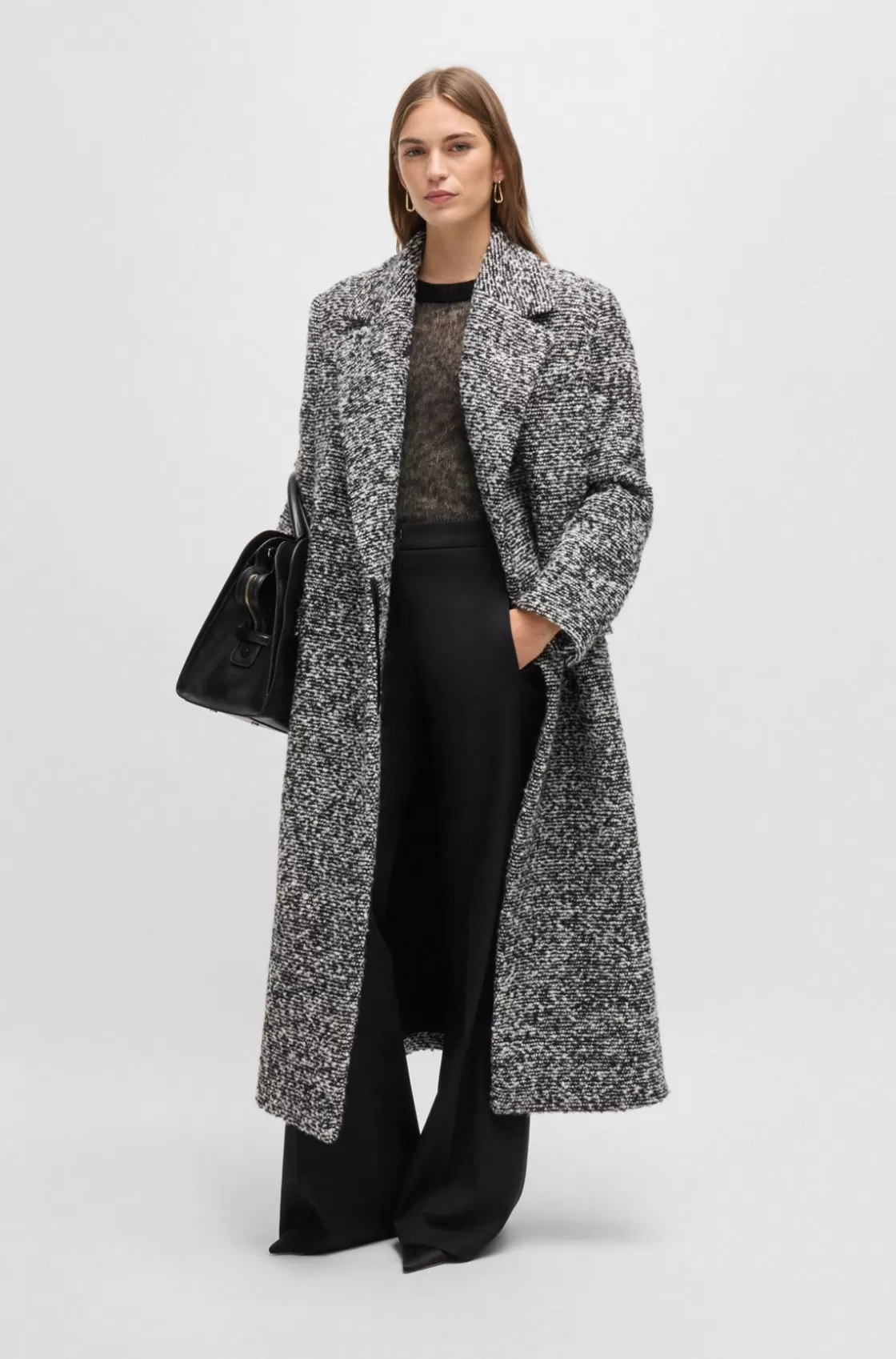 HUGO BOSS Double-layer Sweater In A Textured-wool Blend Patterned Shop