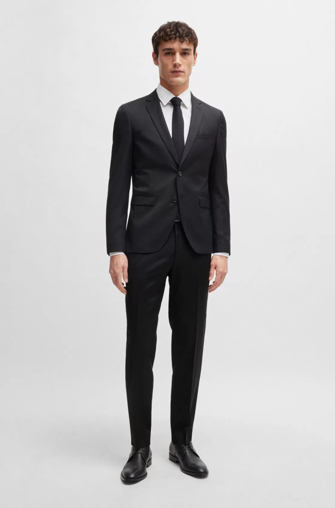HUGO BOSS Drawstring Trousers In Virgin-wool Serge Black Shop