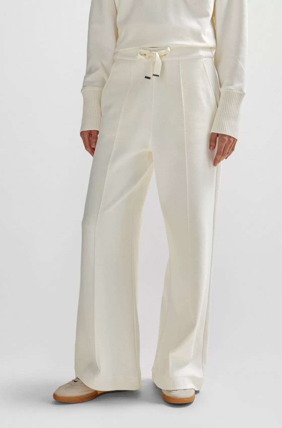HUGO BOSS Drawstring Trousers With Tape Trims White Best Sale