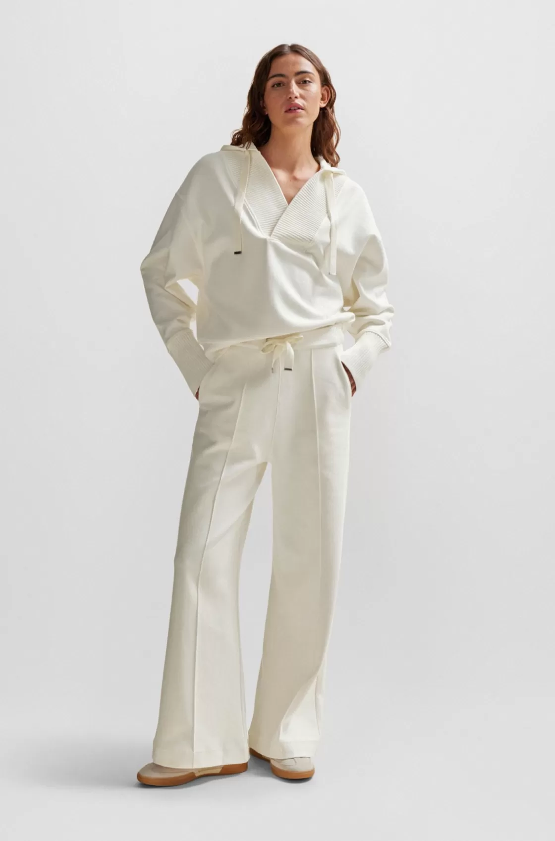 HUGO BOSS Drawstring Trousers With Tape Trims White Best Sale