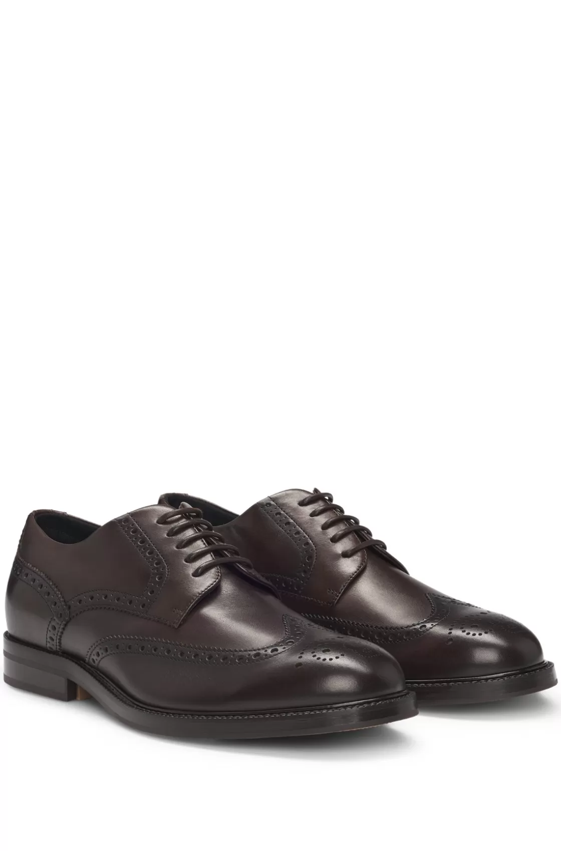 HUGO BOSS Dressletic Italian-made Derby Shoes In Leather Dark Brown Cheap