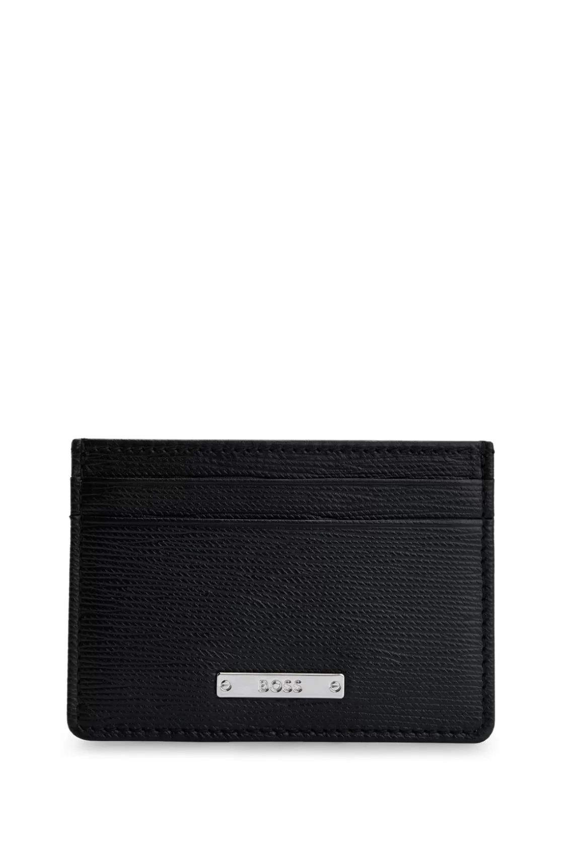 HUGO BOSS Embossed-leather Card Holder With Logo Plaque Black Store