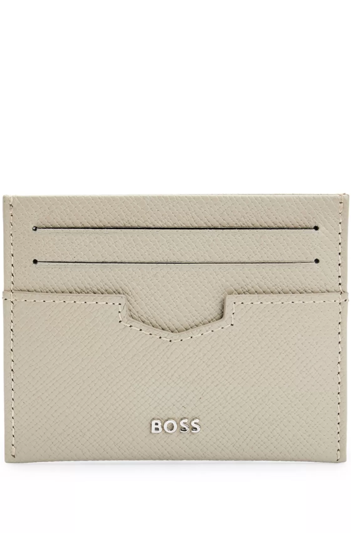 HUGO BOSS Embossed-leather Card Holder With Metal Logo Lettering Khaki Online