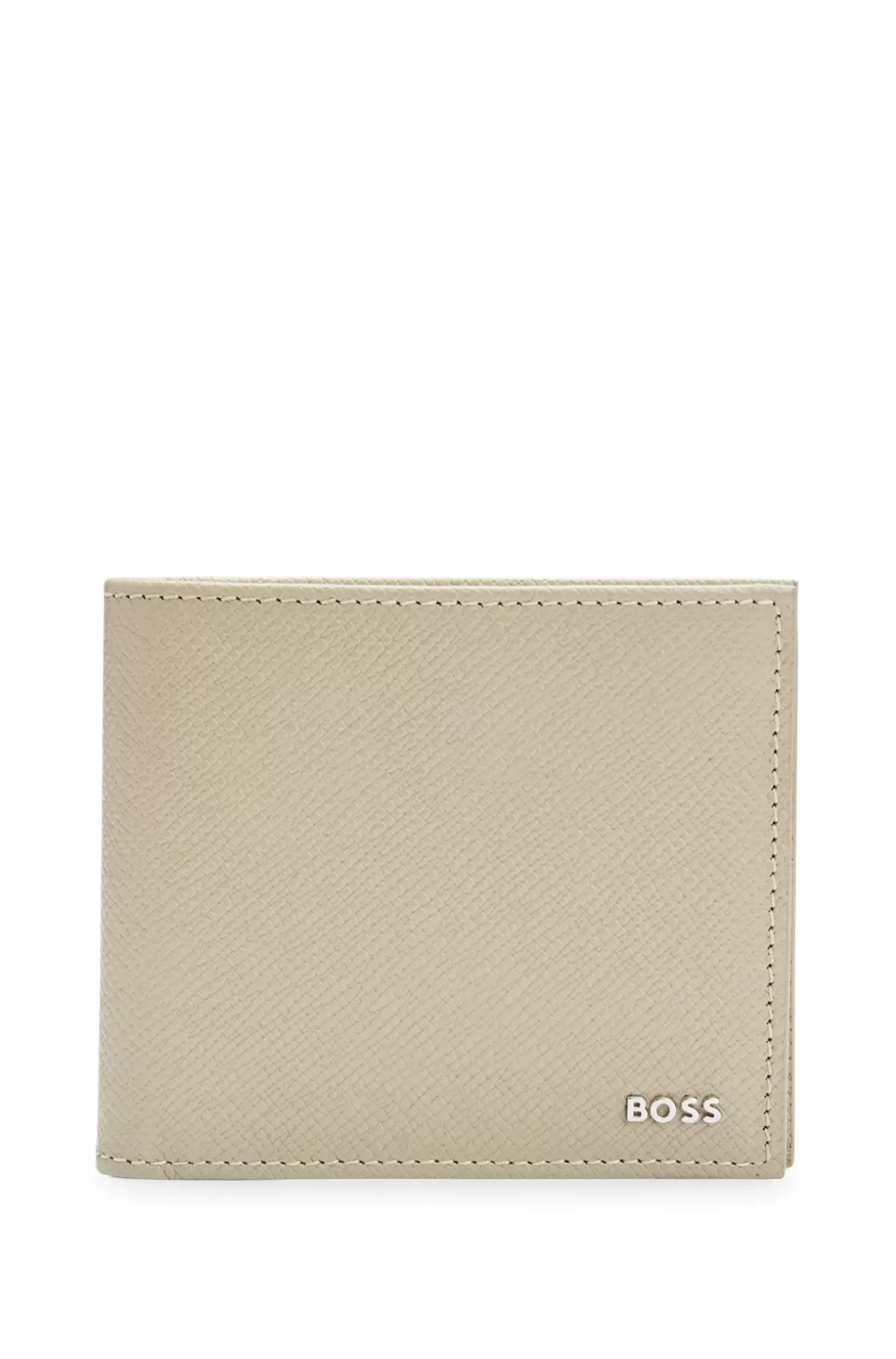 HUGO BOSS Embossed-leather Wallet With Metal Logo Lettering Khaki Cheap