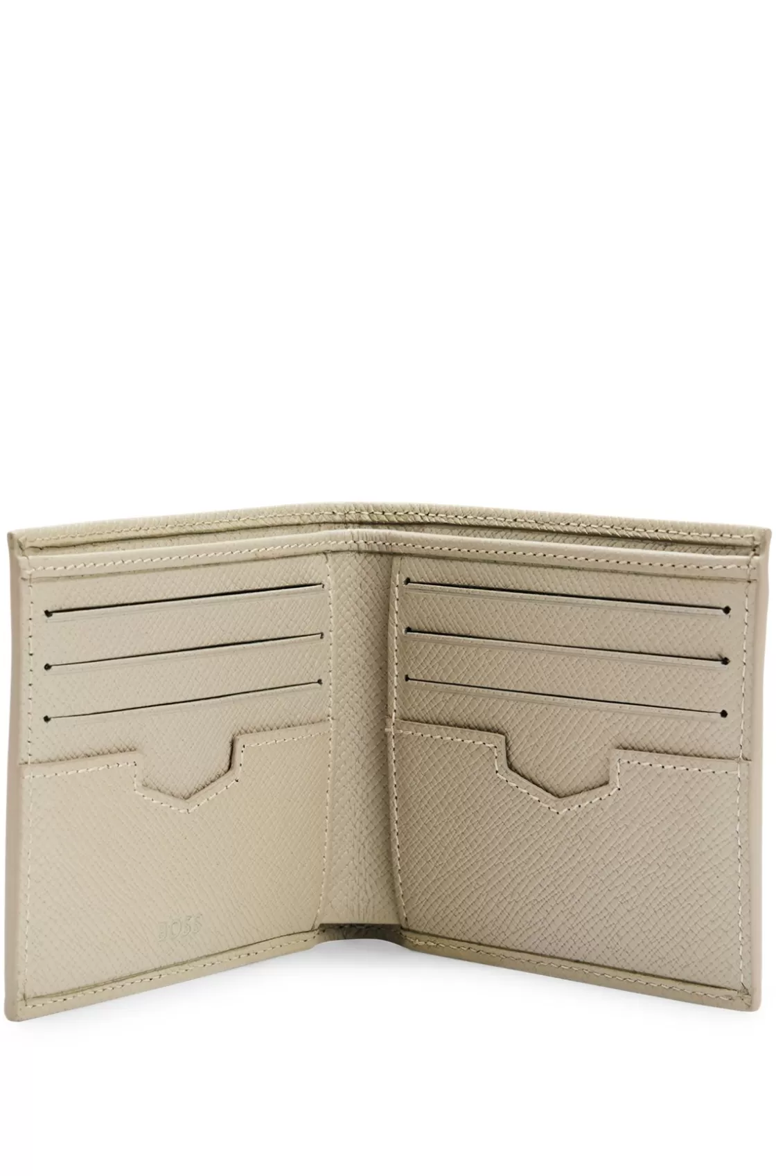 HUGO BOSS Embossed-leather Wallet With Metal Logo Lettering Khaki Cheap