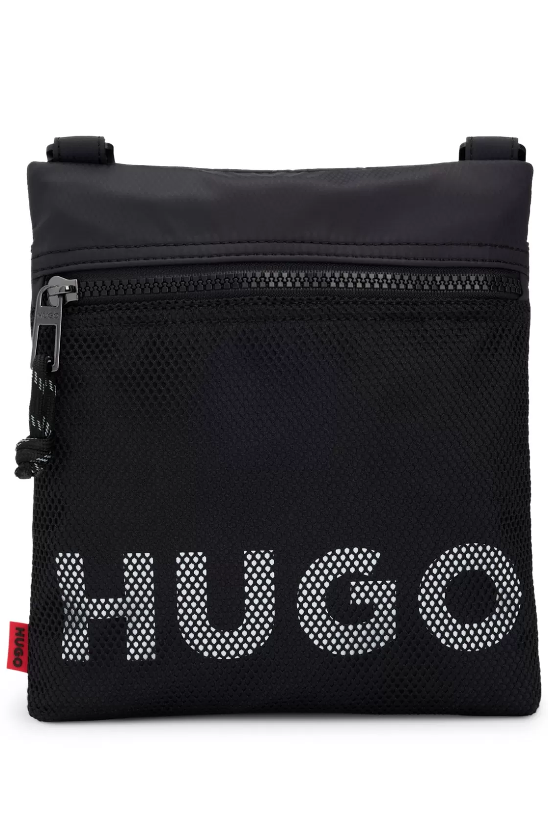 HUGO BOSS Envelope Bag With Detachable Strap And Mesh-covered Logo Black Shop