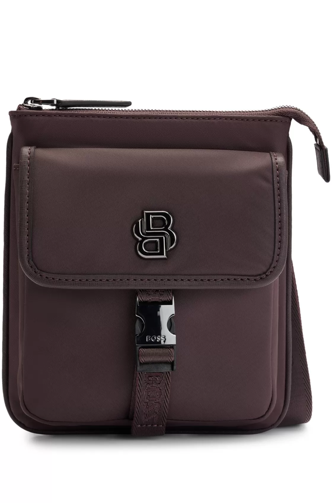 HUGO BOSS Envelope Bag With Double B Monogram And Matte Finish Dark Red Cheap