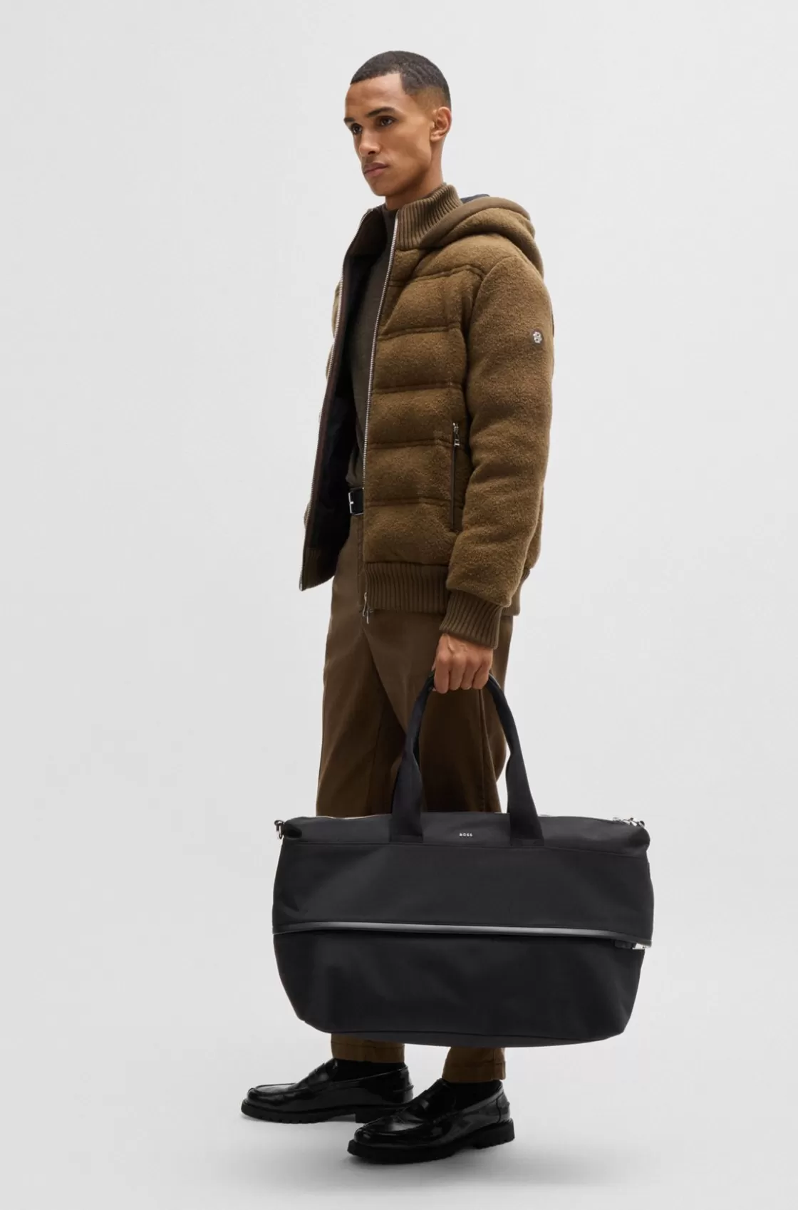HUGO BOSS Expandable Holdall With Signature Trims Black Best