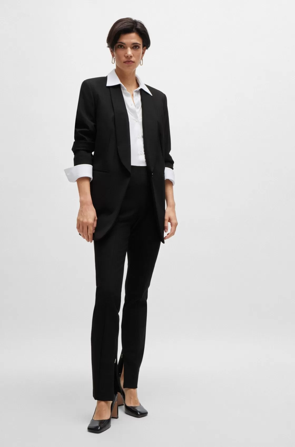 HUGO BOSS Extra-slim-fit Blouse In Italian Performance-stretch Dobby White Outlet