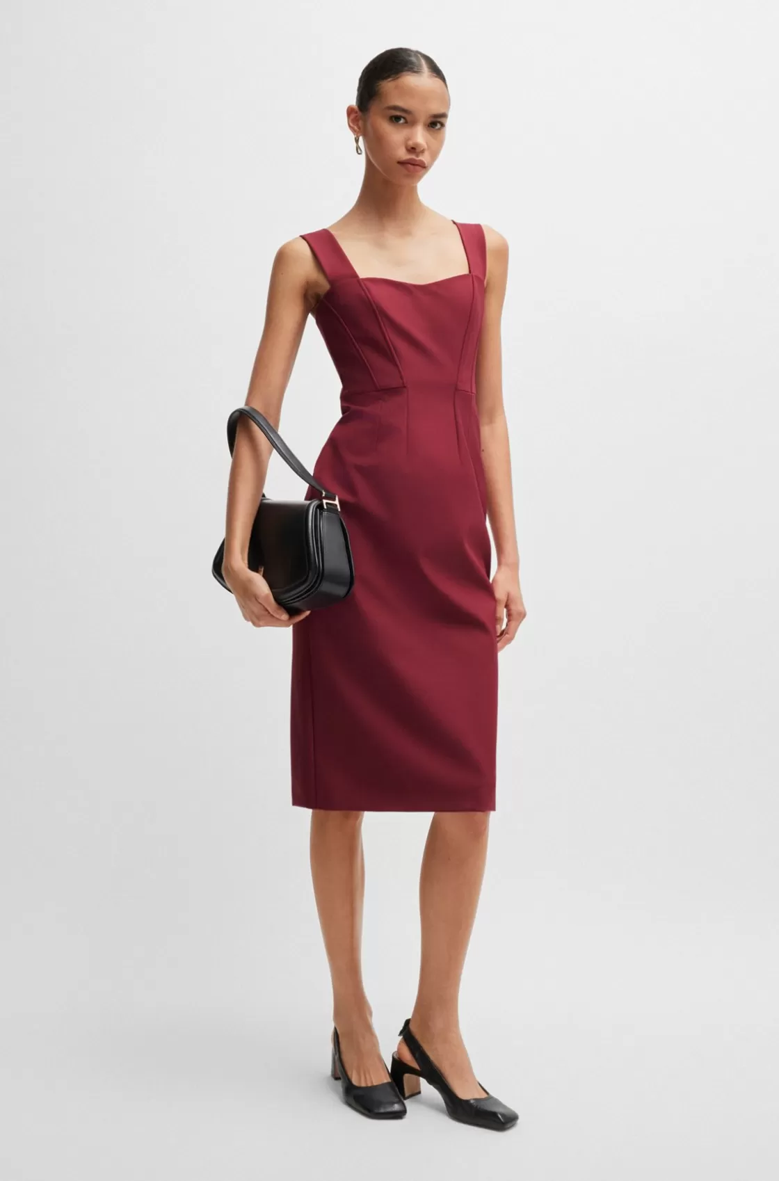 HUGO BOSS Extra-slim-fit Dress In Performance-stretch Fabric Dark Red Online
