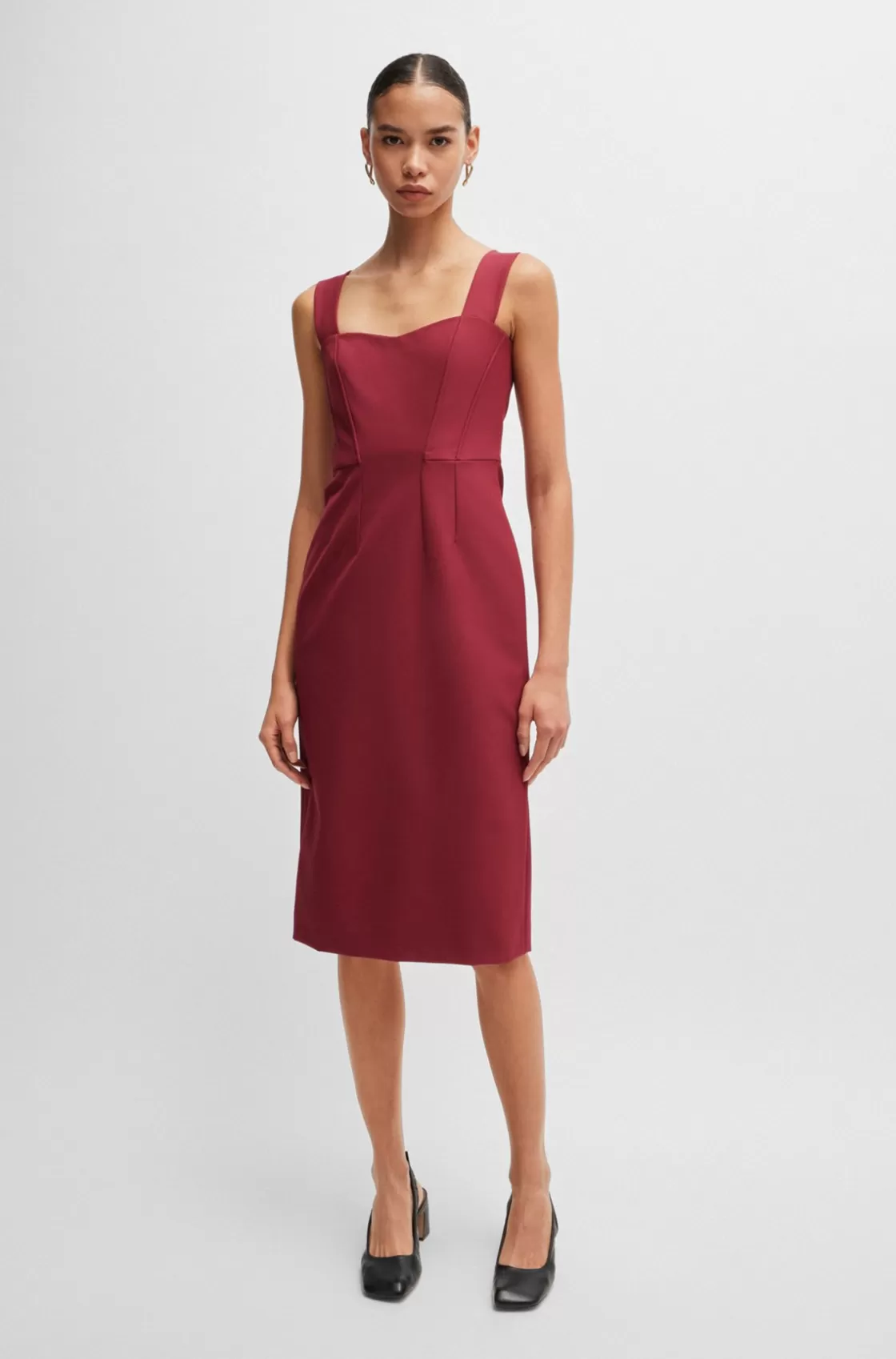 HUGO BOSS Extra-slim-fit Dress In Performance-stretch Fabric Dark Red Online