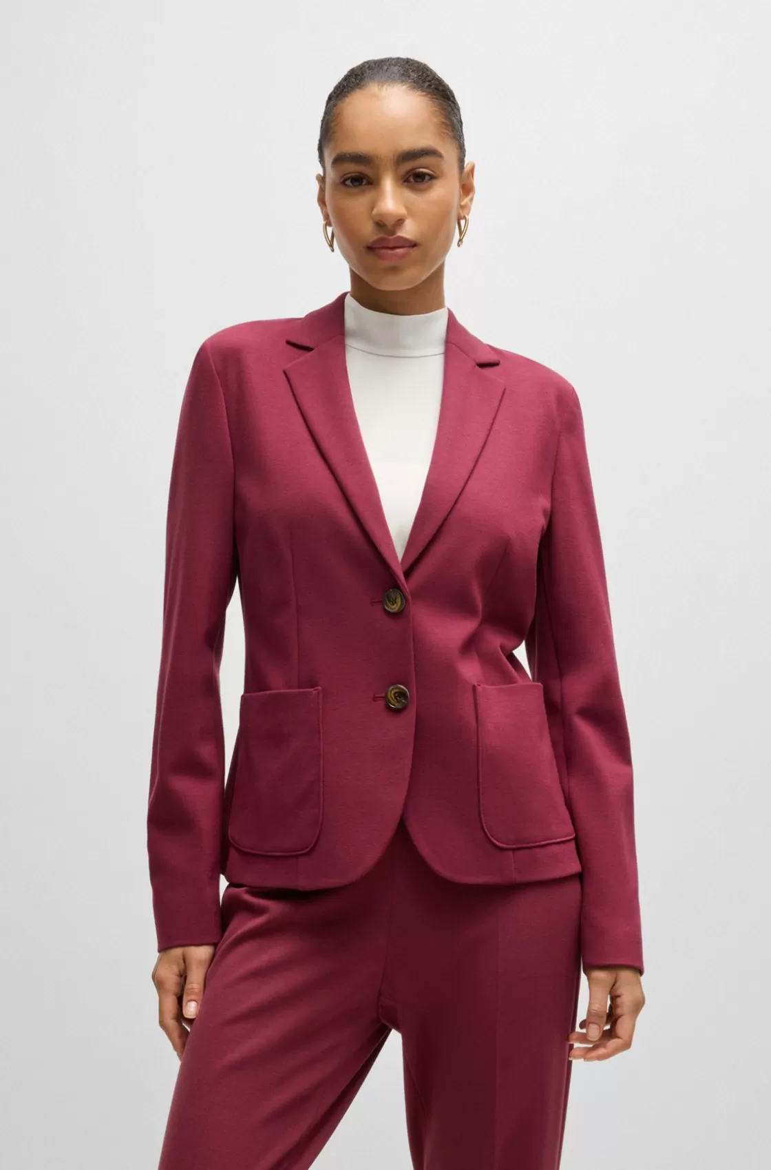 HUGO BOSS Extra-slim-fit Jacket In Stretch Fabric Dark Red Cheap
