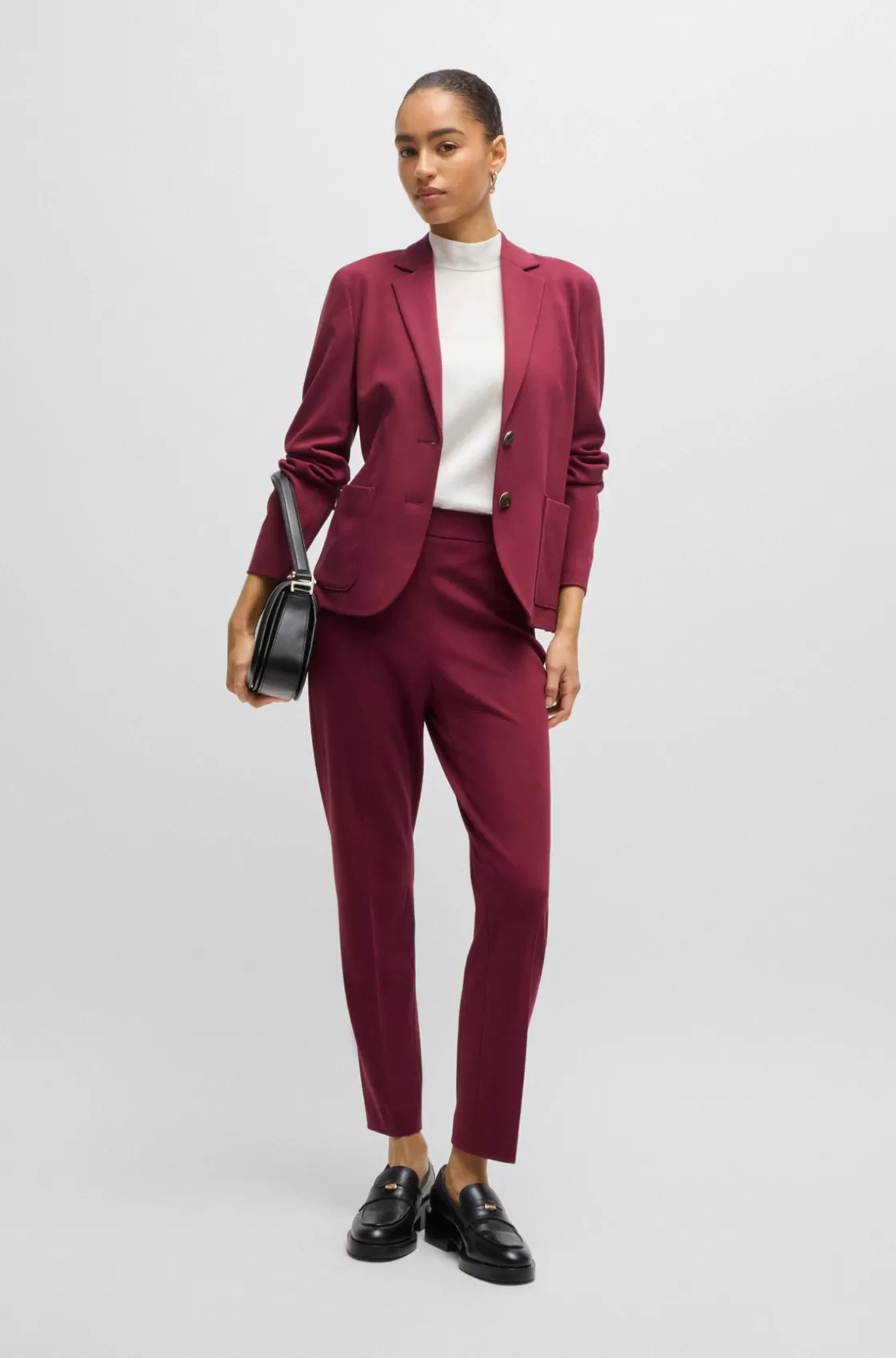 HUGO BOSS Extra-slim-fit Jacket In Stretch Fabric Dark Red Cheap