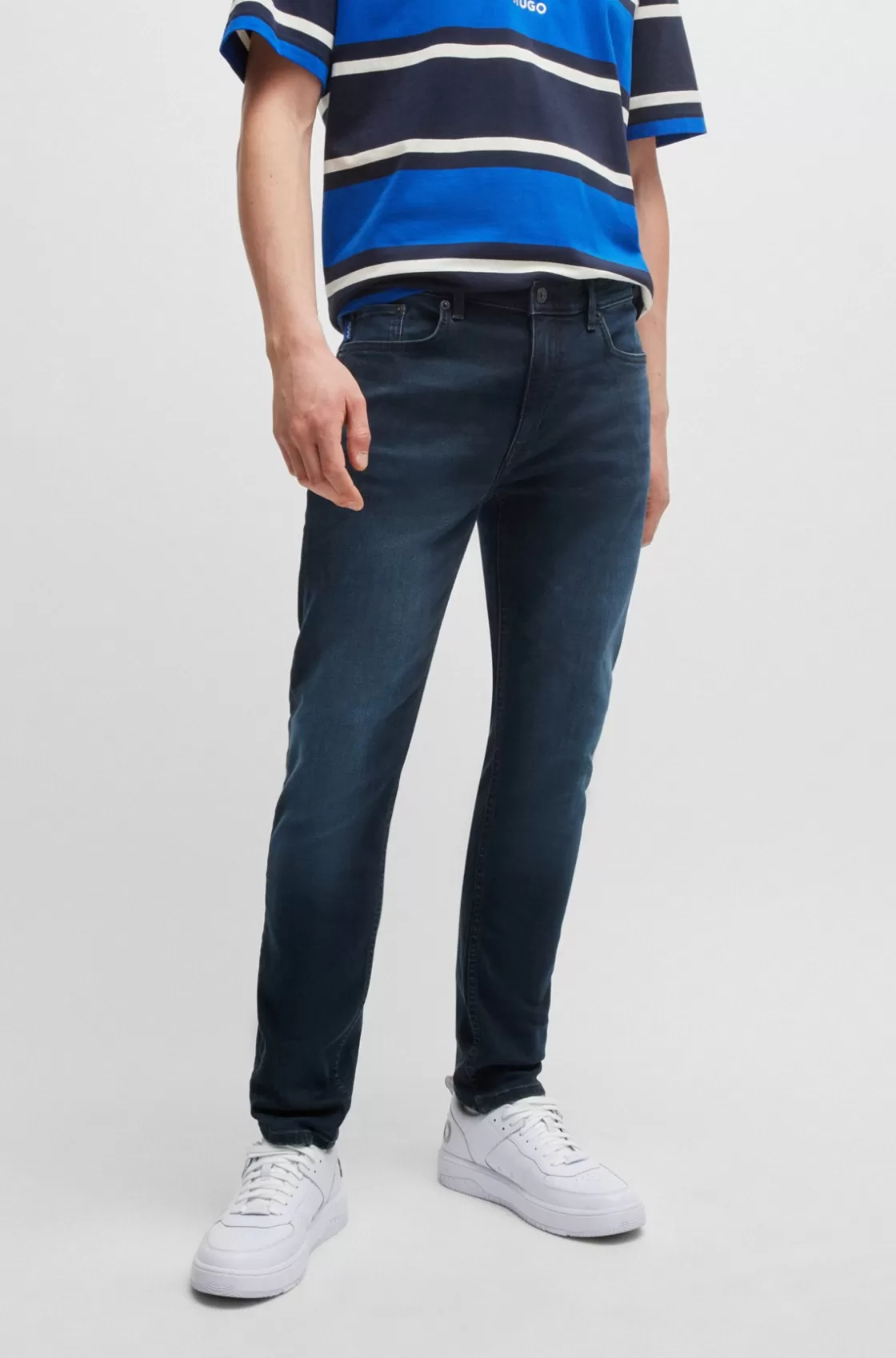 HUGO BOSS Extra-slim-fit Jeans In Blue-black Stretch Denim Dark Blue Hot