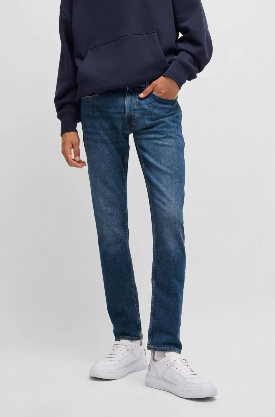 HUGO BOSS Extra-slim-fit Jeans In Navy Stonewashed Stretch Denim Dark Blue Best