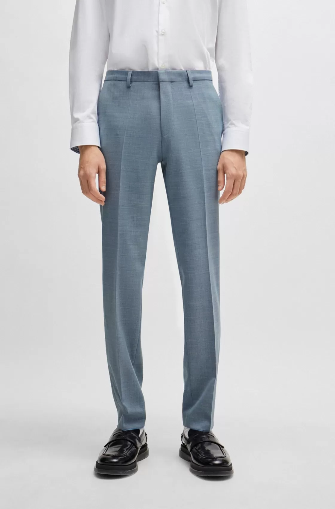 HUGO BOSS Extra-slim-fit Trousers In Patterned Performance-stretch Cloth Blue Cheap