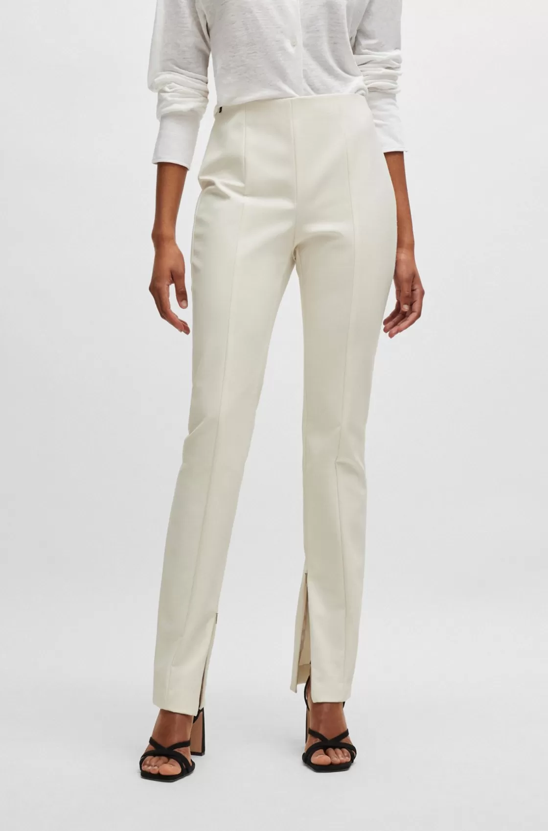HUGO BOSS Extra-slim-fit Trousers In Performance-stretch Fabric White New