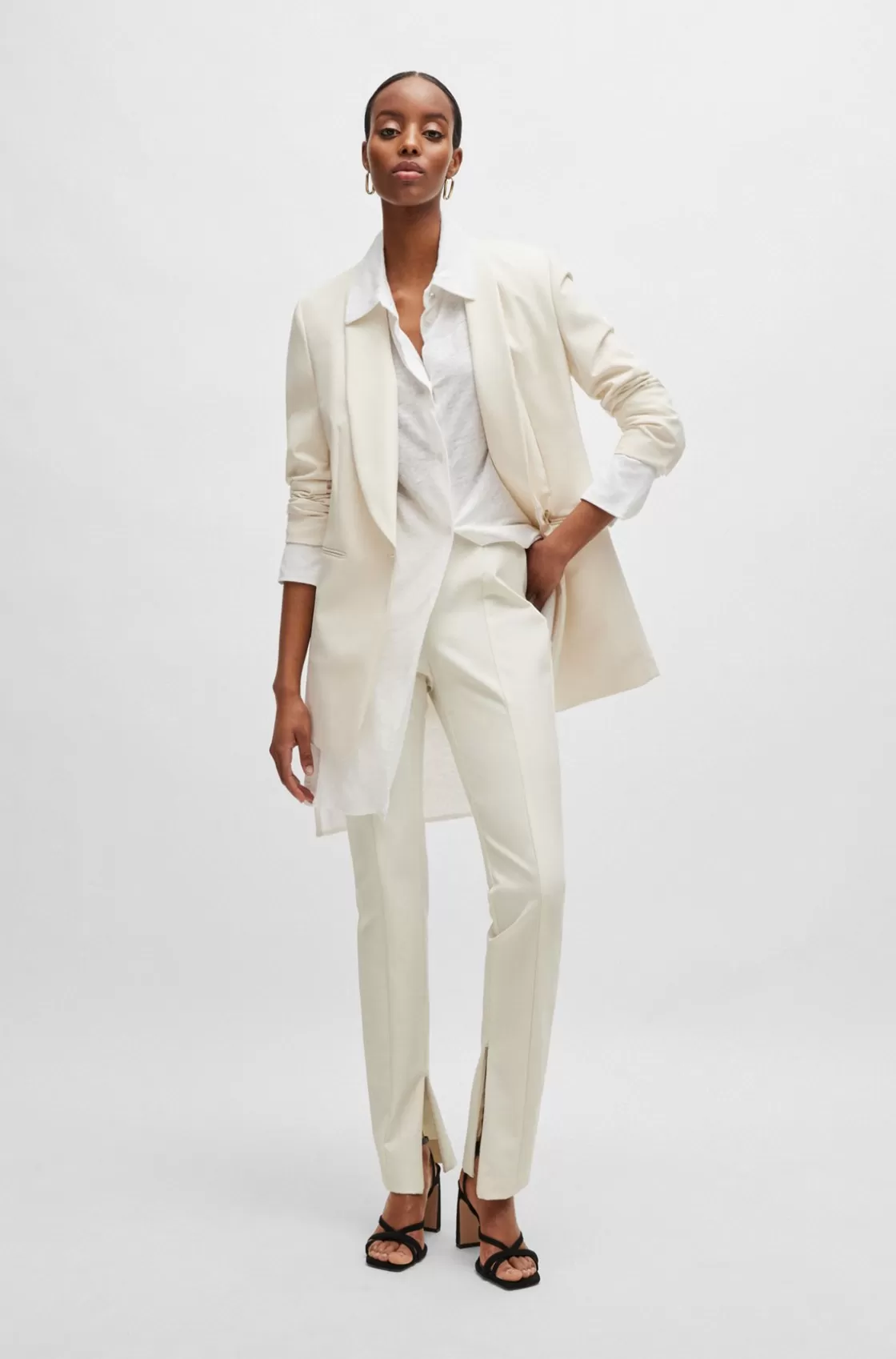 HUGO BOSS Extra-slim-fit Trousers In Performance-stretch Fabric White New