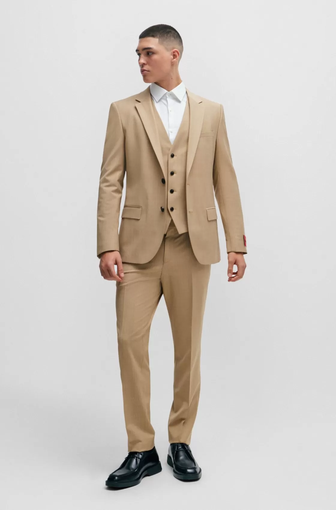 HUGO BOSS Extra-slim-fit Waistcoat In Mohair-look Cloth Beige Sale