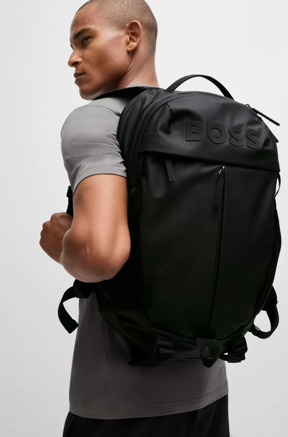 HUGO BOSS Faux-leather Backpack With Logo Details Black Clearance