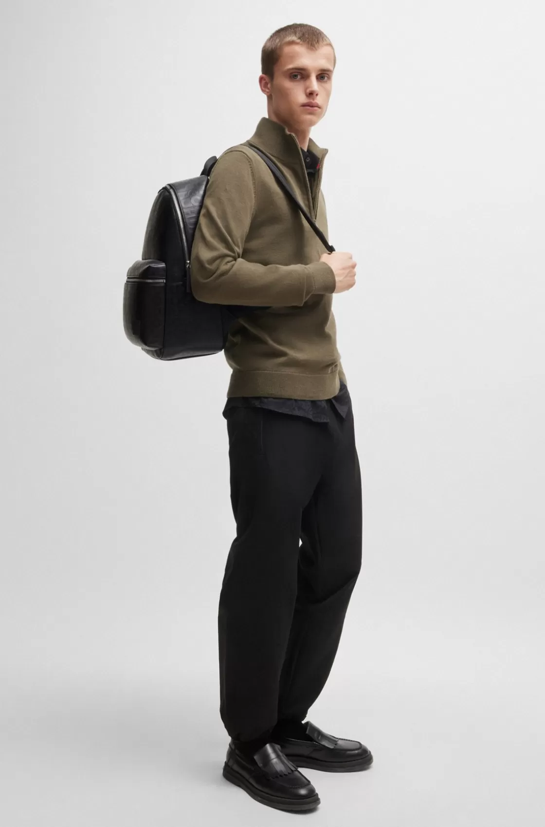 HUGO BOSS Faux-leather Backpack With Repeat-logo Motif Black Shop