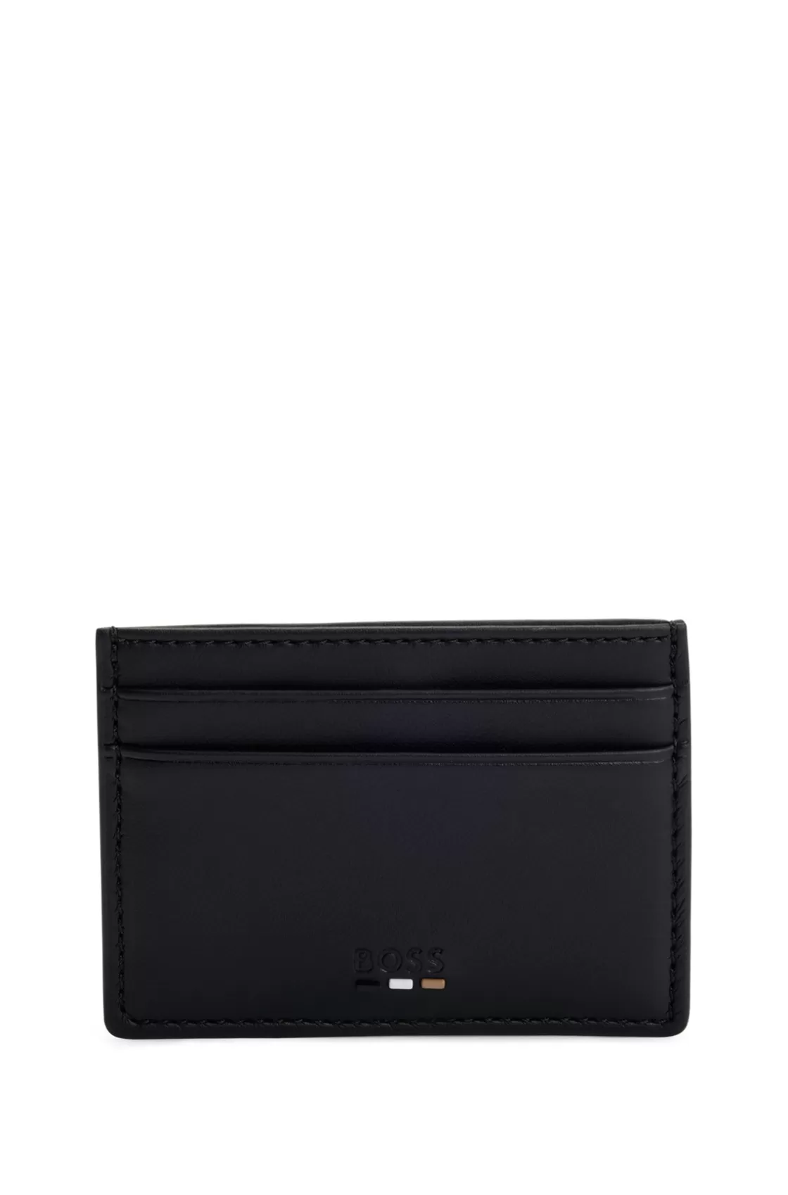 HUGO BOSS Faux-leather Card Holder With Signature Stripe Black Sale