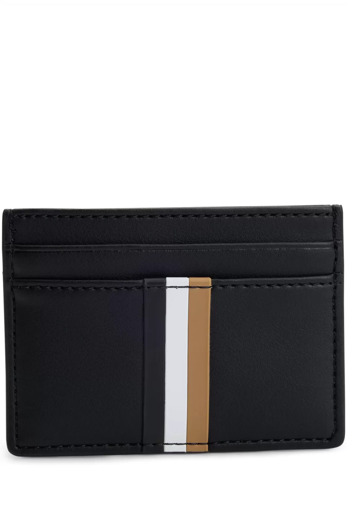 HUGO BOSS Faux-leather Card Holder With Signature Stripe Black Sale