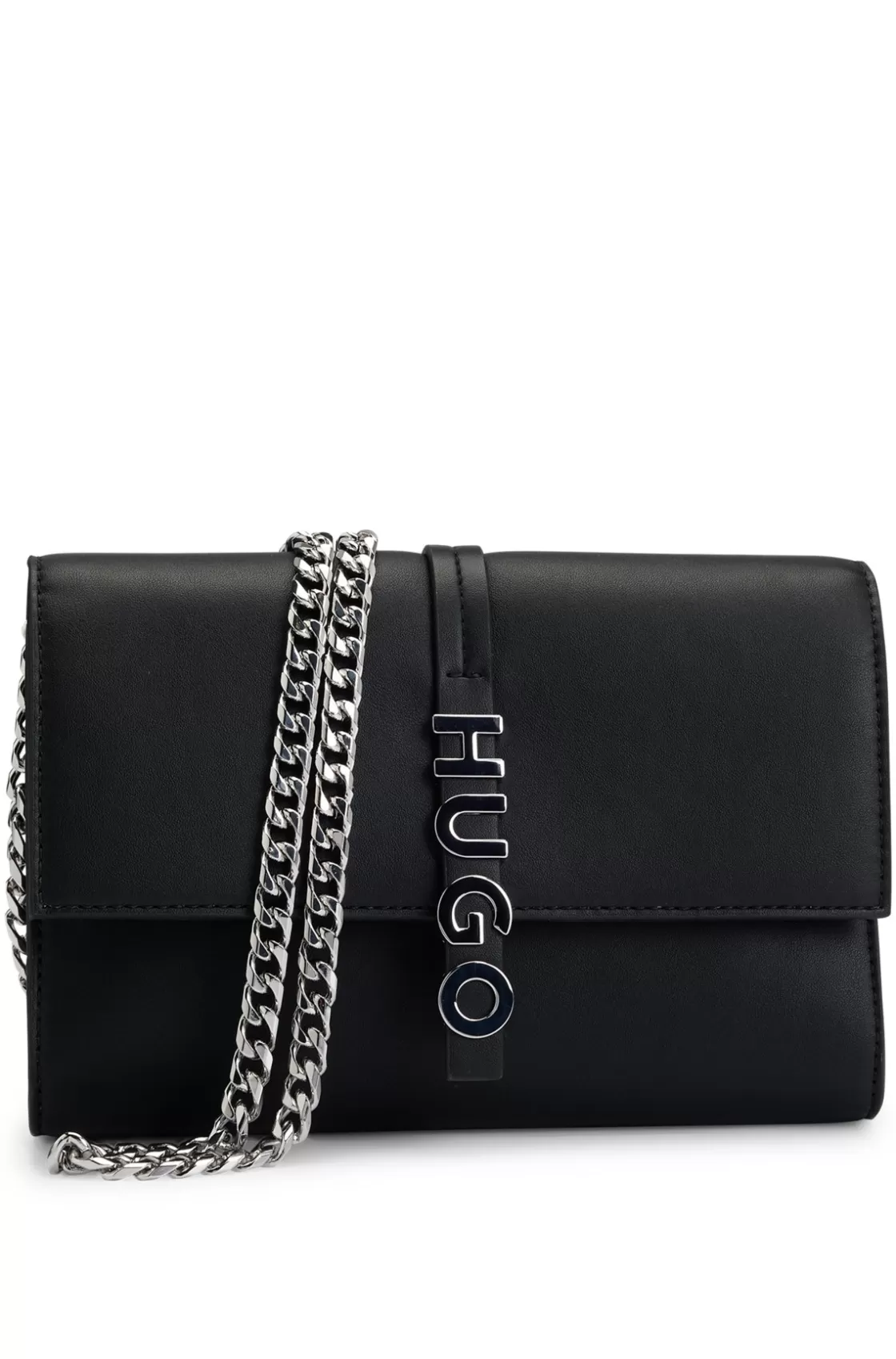 HUGO BOSS Faux-leather Clutch Bag With Logo Lettering Black Fashion