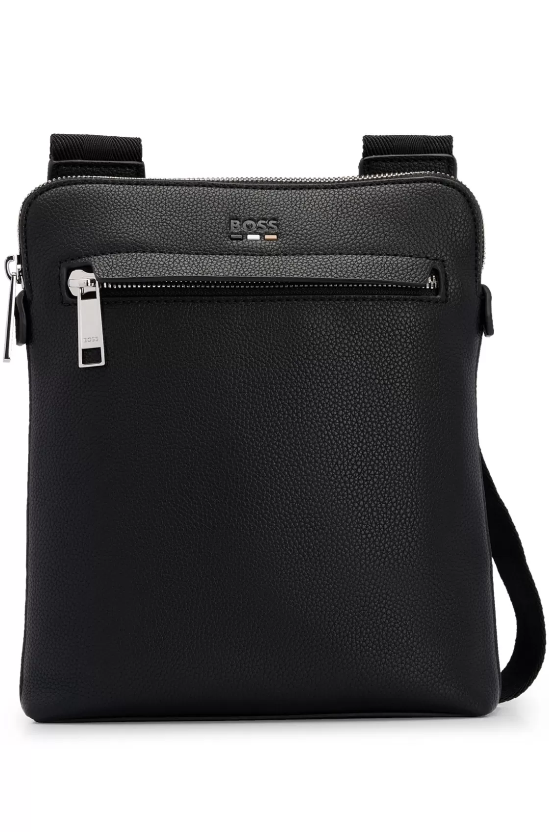 HUGO BOSS Faux-leather Envelope Bag With Logo And Signature Stripe Black Sale