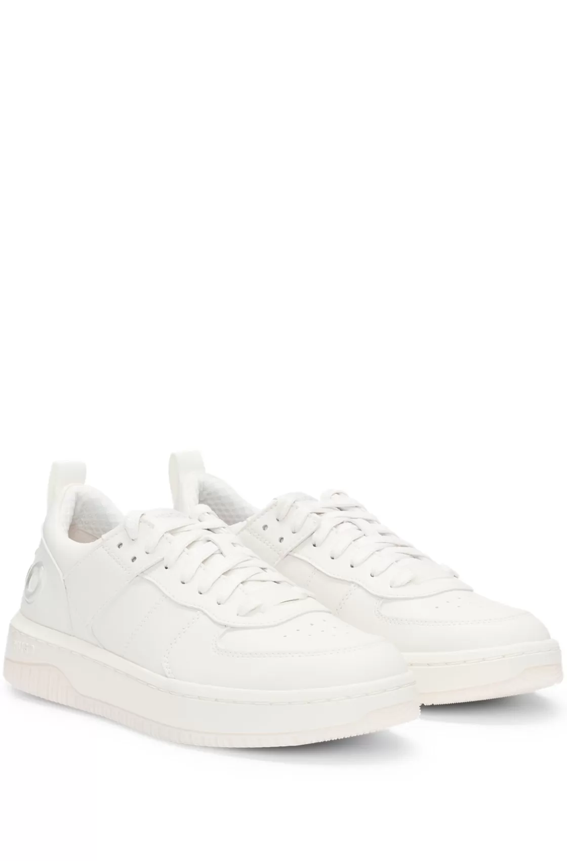 HUGO BOSS Faux-leather Lace-up Trainers With Bubble Branding White Hot