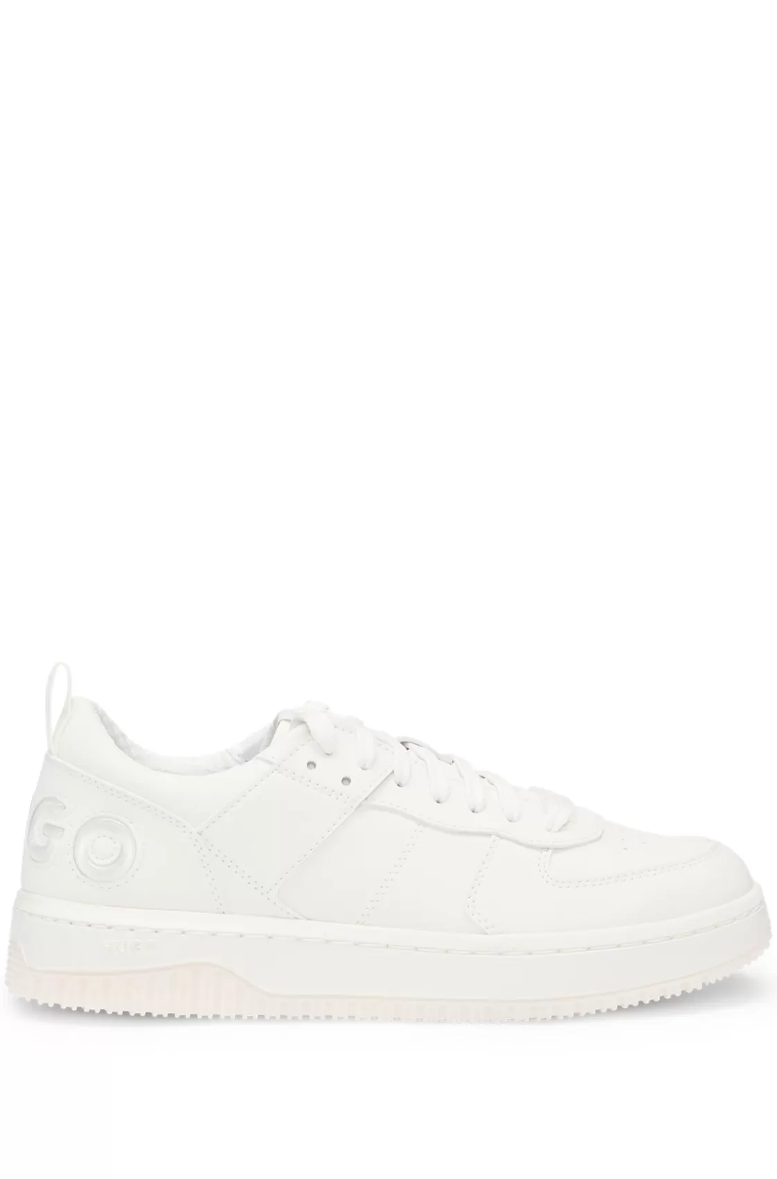 HUGO BOSS Faux-leather Lace-up Trainers With Bubble Branding White Hot