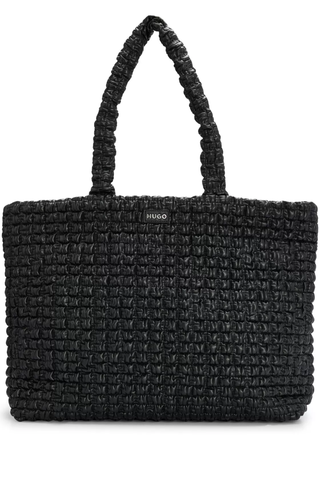 HUGO BOSS Faux-leather Quilted-effect Shopper Bag With Logo Trim Black Flash Sale
