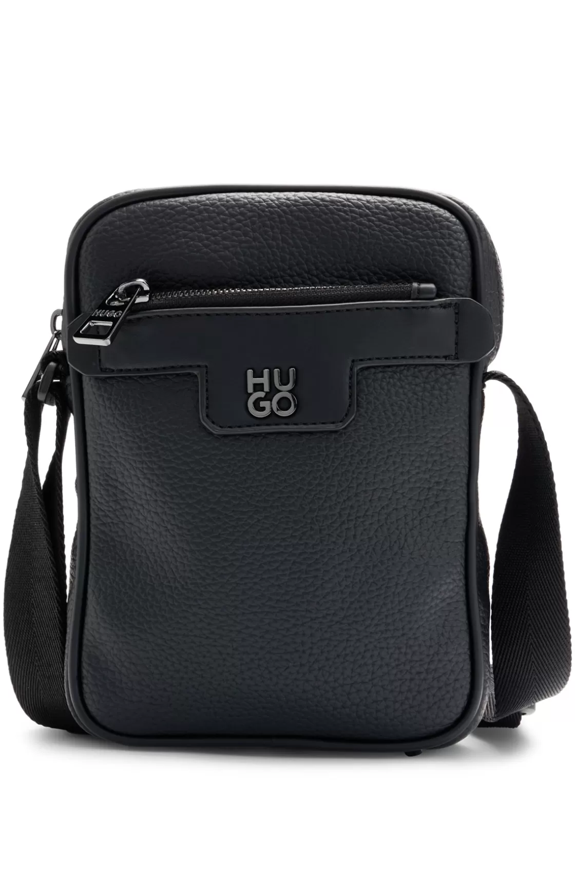 HUGO BOSS Faux-leather Reporter Bag With Stacked Logo Black Outlet