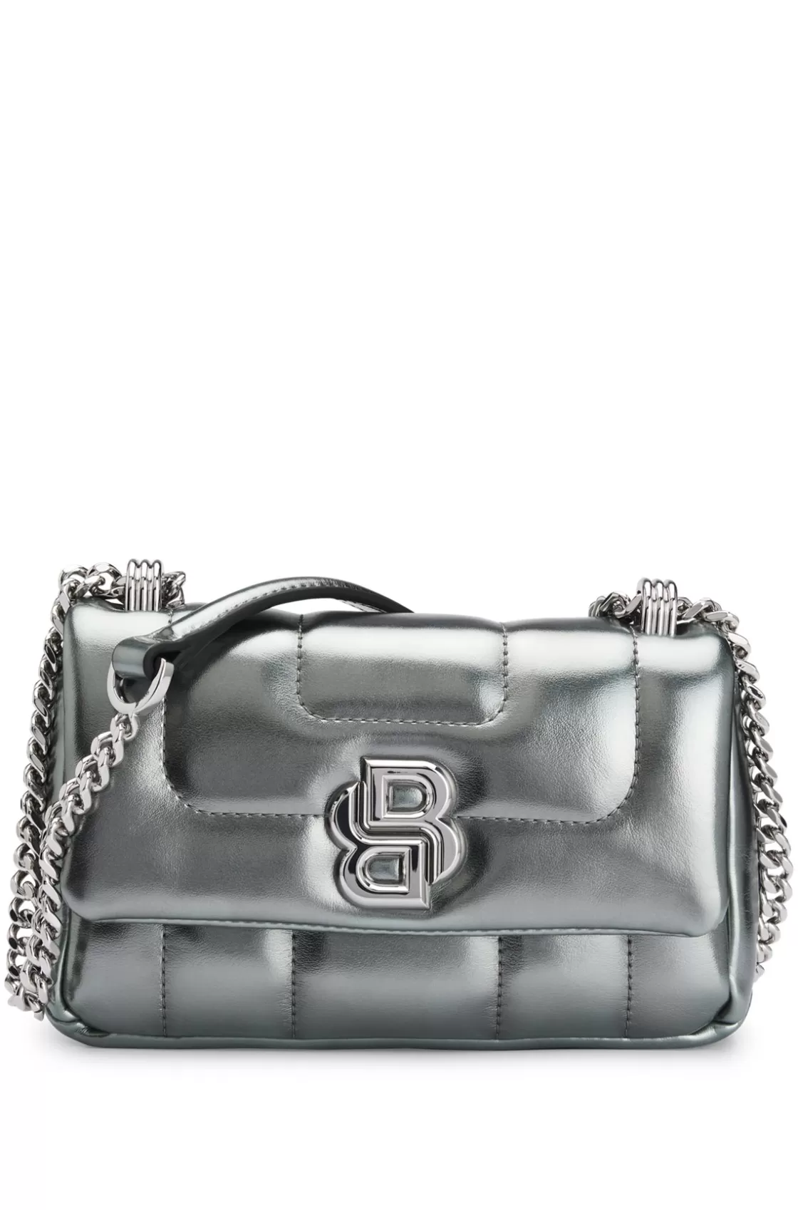 HUGO BOSS Faux-leather Shoulder Bag With Double B Monogram Silver Best